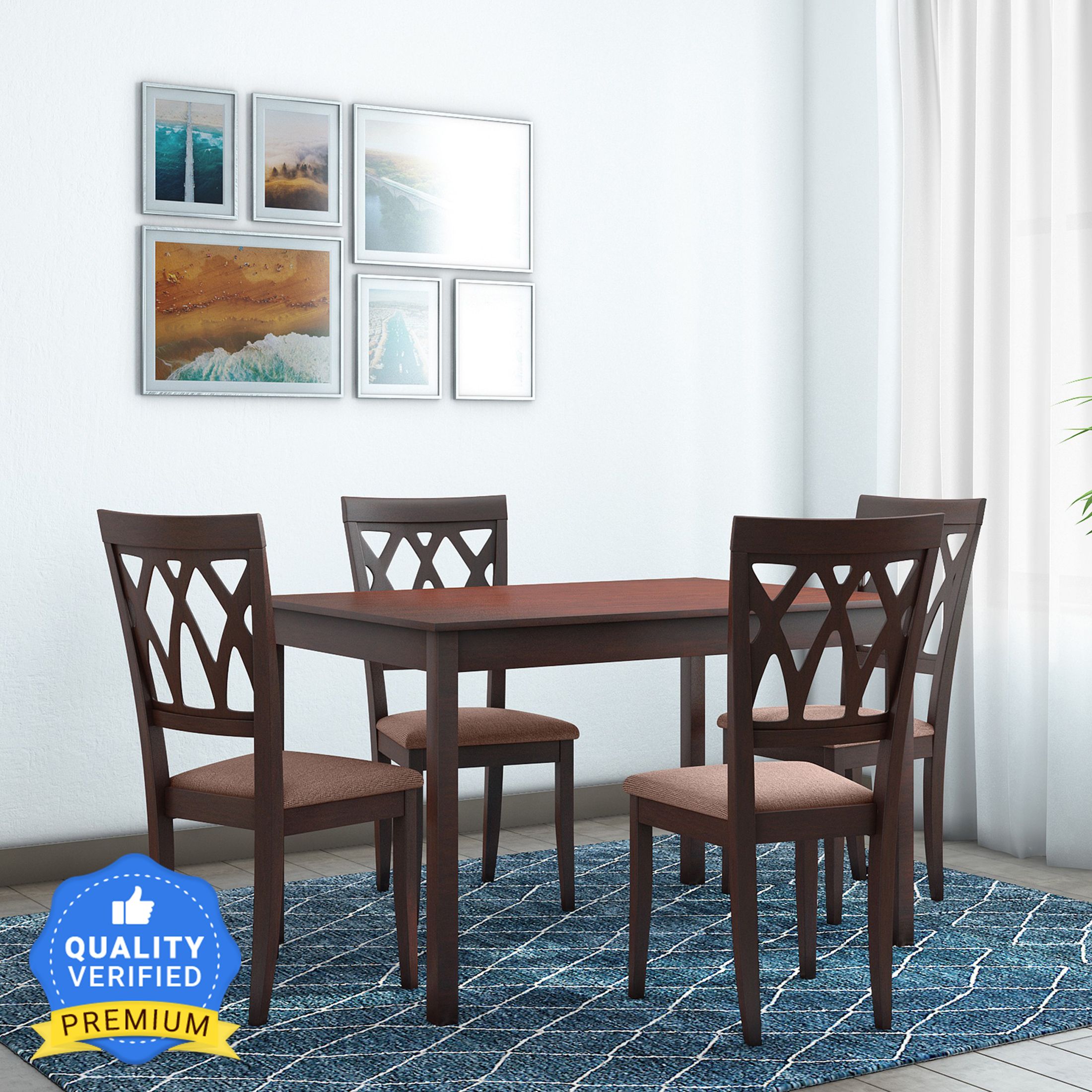 PEAK Solid Wood 4 Seater Dining Set-image-10