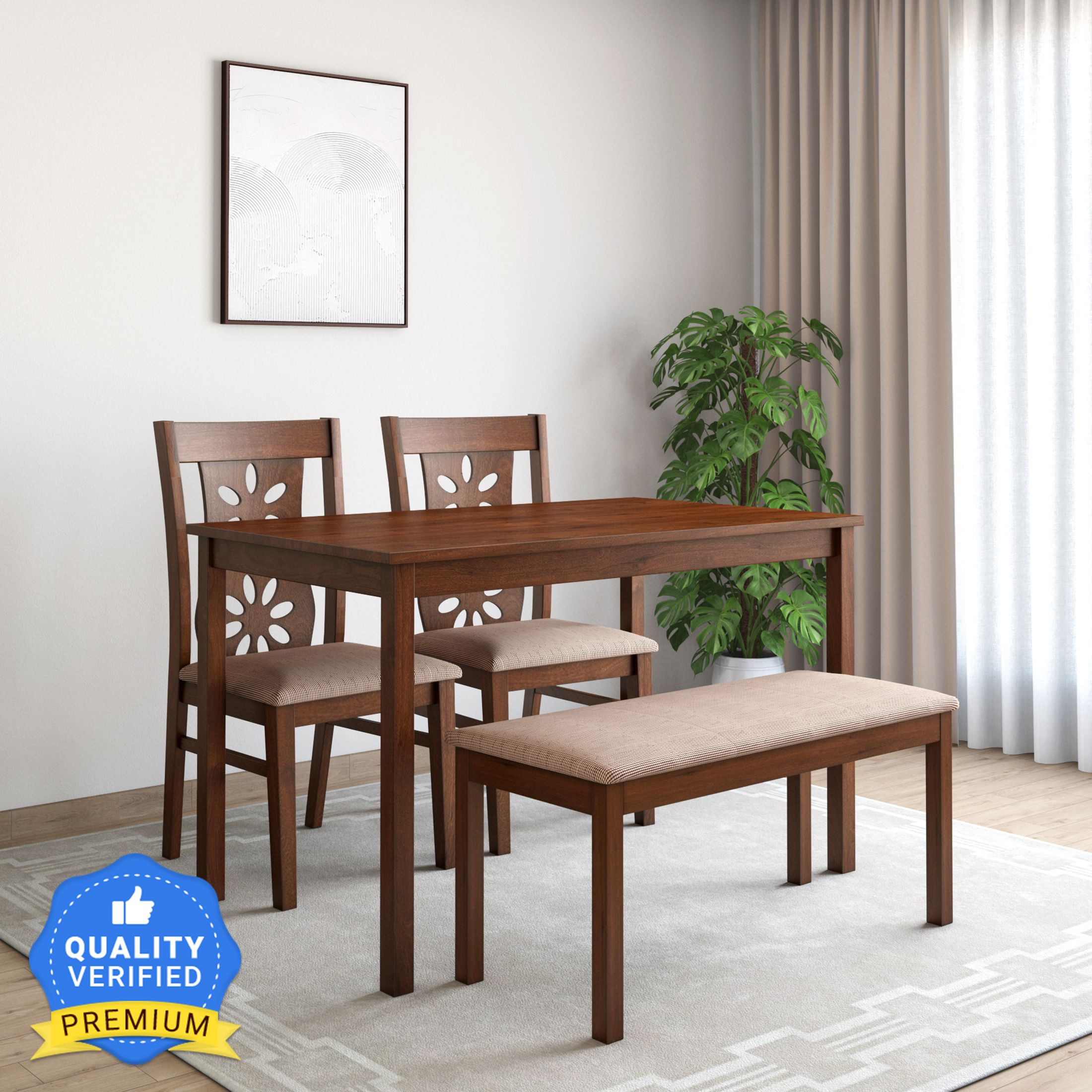 Sutlej Solid Wood 4 Seater Dining Set-image-12