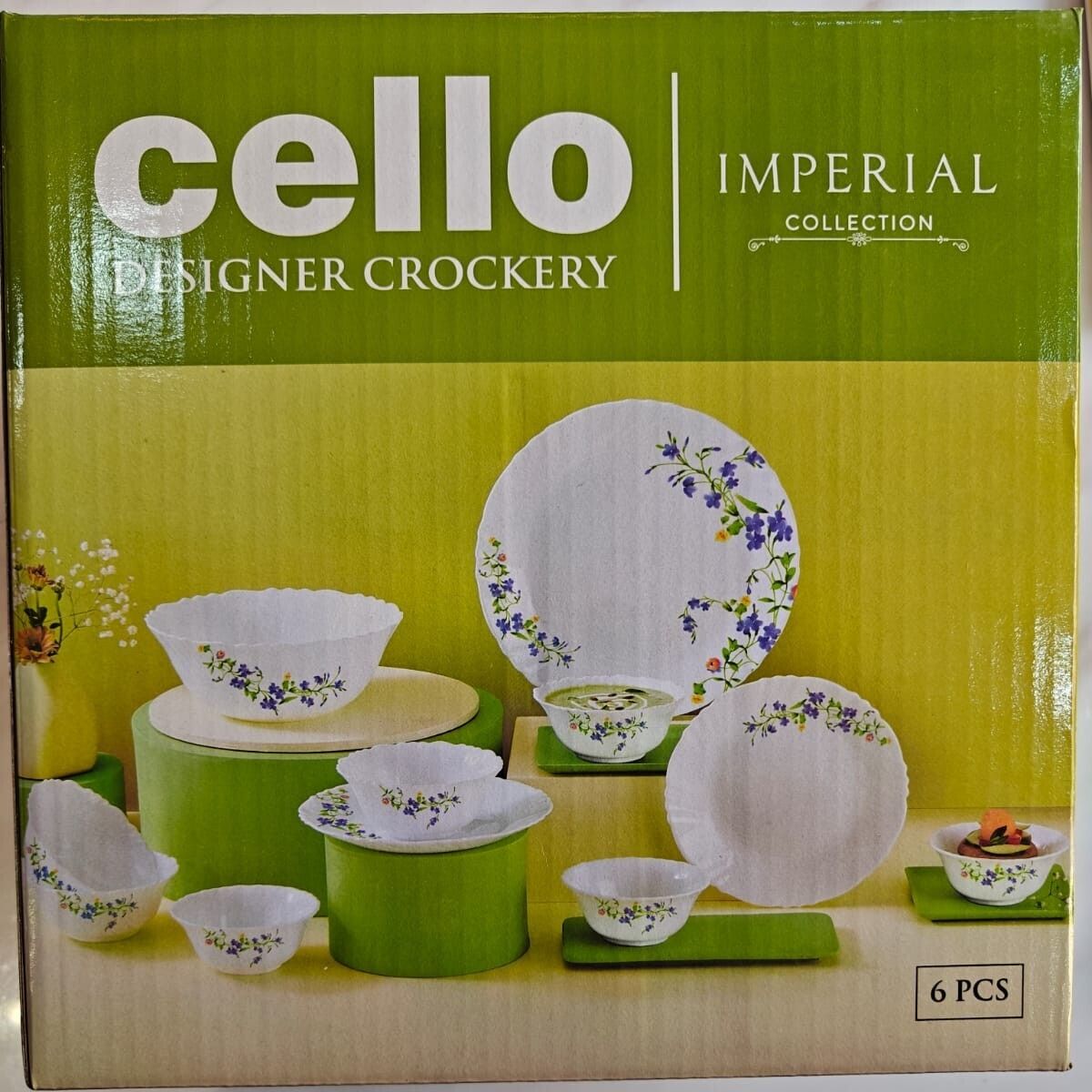 cello Pack of 6 Opalware AQUA LEAVES Dinner Set-picture-24