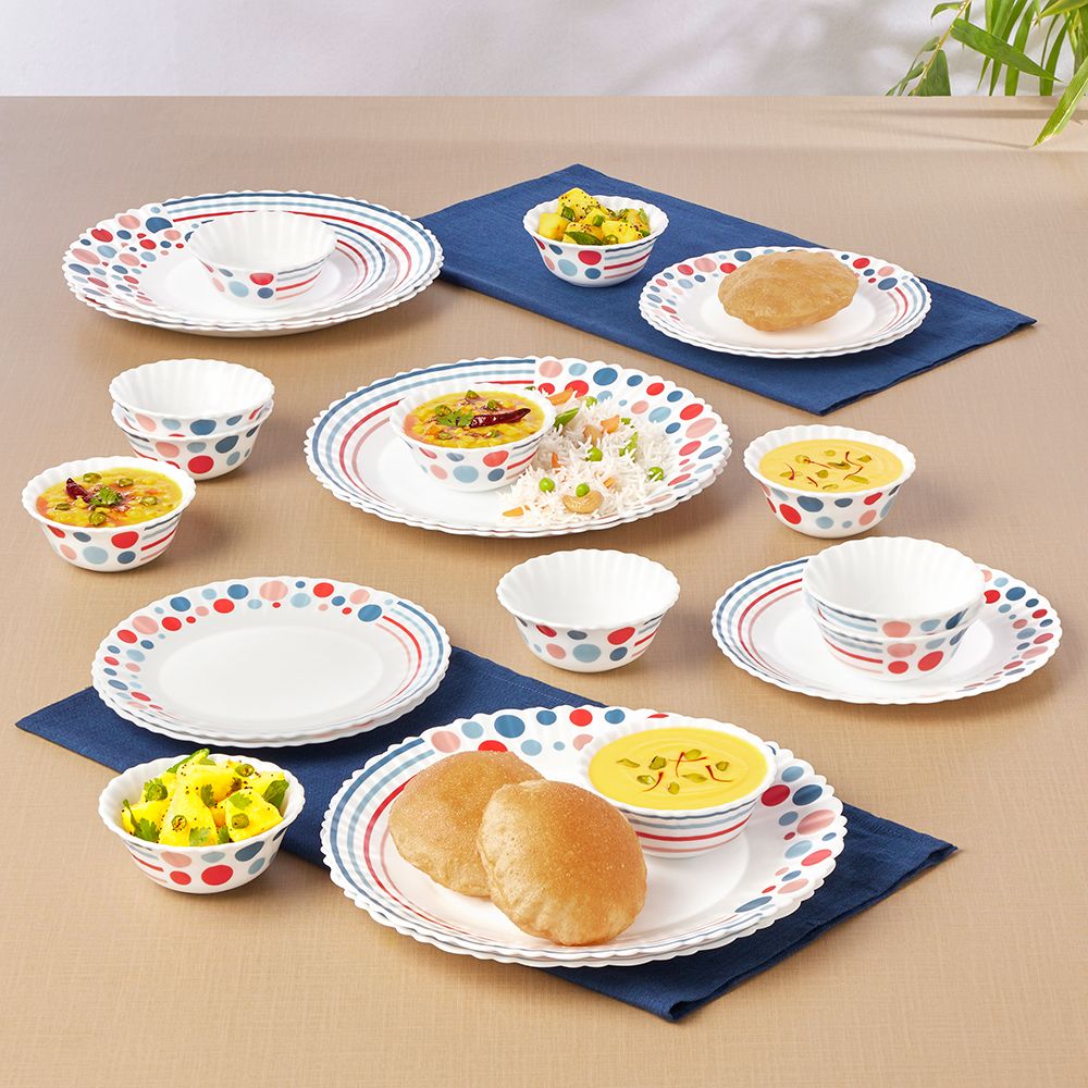 Pack of 24 Opalware Galaxy Series Pastel Crockery Set for Dining & Gifting Dinner Set-image-39