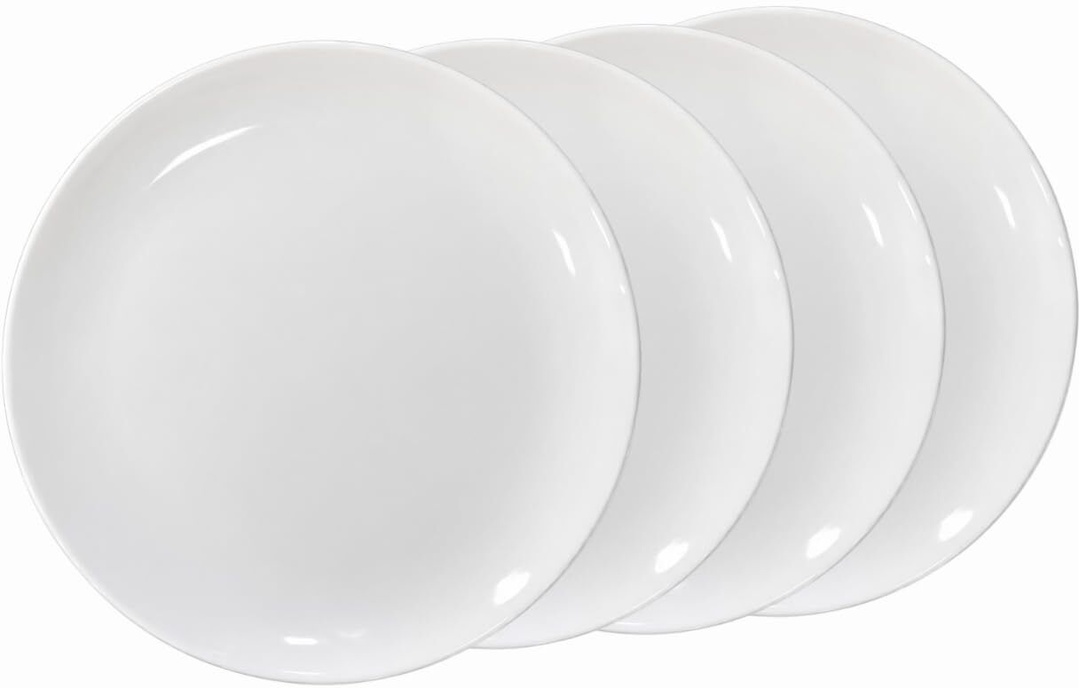 Pack of 4 Porcelain Dinner Plates 27cm Plain White Dinner Set-image-37