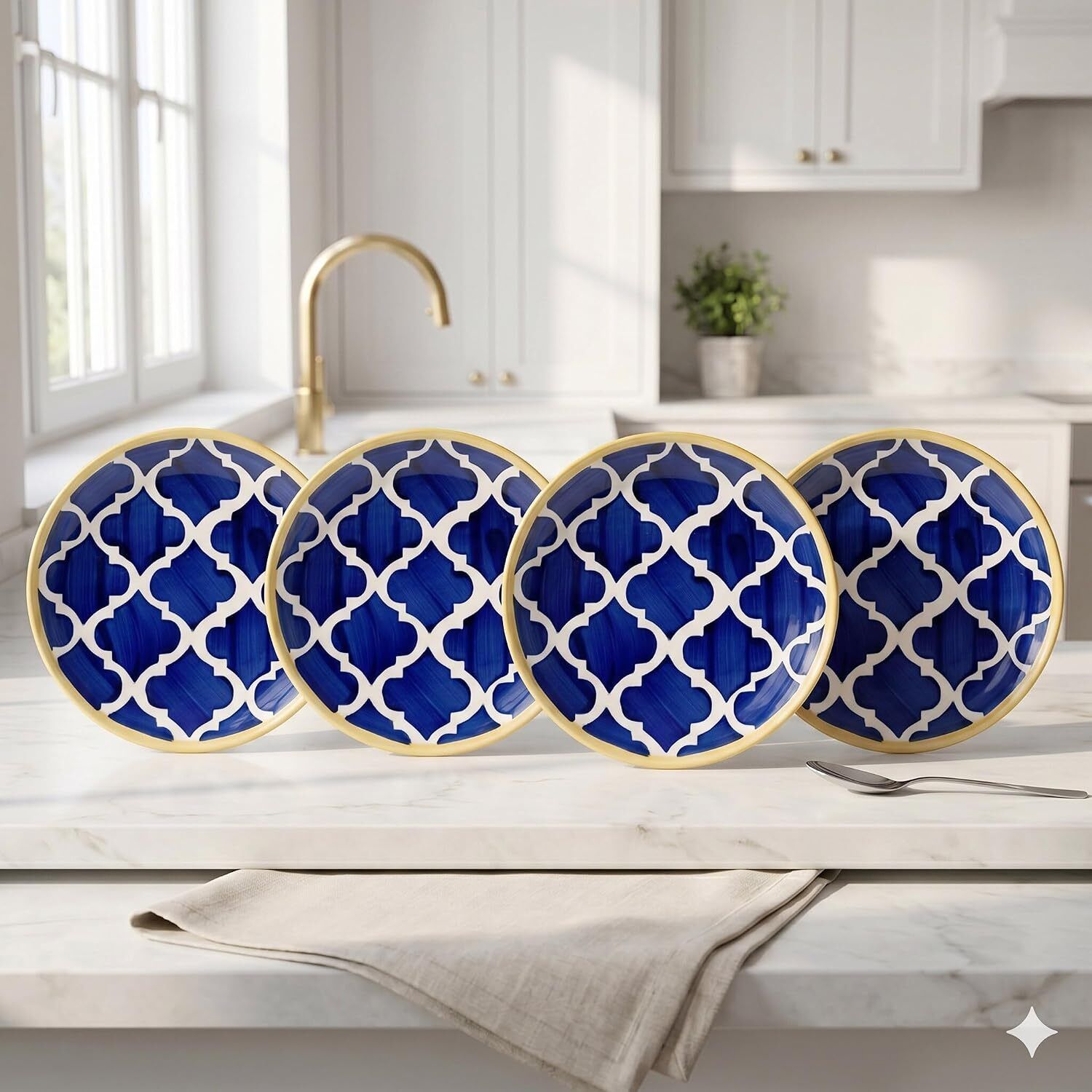 yanci Pack of 4 Ceramic Ceramic Dinner Plate, 18.5cm, Printed Stoneware, Dinner Set-picture-30
