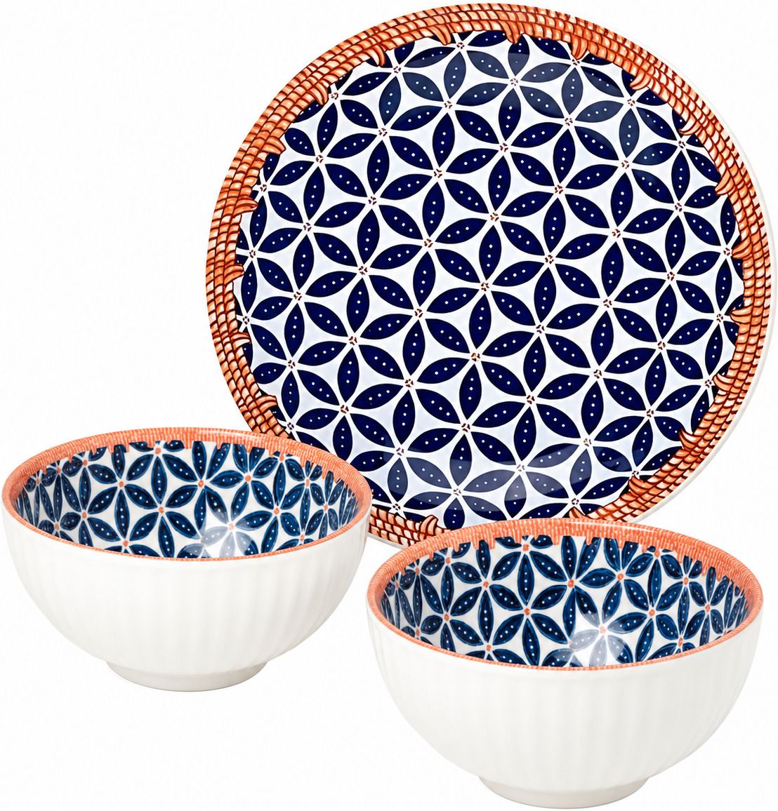 Ceramic Ceramic Dinner Plate – Floral Plate with Orange Rim – Japanese Style Plate Dinner Set-image-43