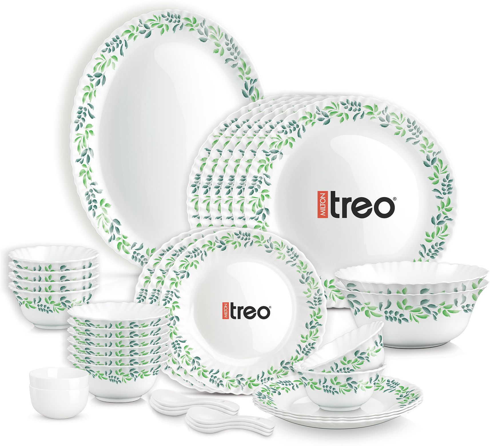 treo Pack of 35 Opalware Opalware Aurelia Verdinia Dinner Set of 35 Serving for 6 Set for Dining, Gifting Dinner Set-picture-14