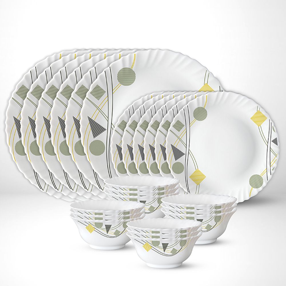 larah by borosil Pack of 24 Opalware Galaxy Series Florence 24 pcs Dinnerset, Opalware Crockery For Dining & Gifting Dinner Set-picture-36