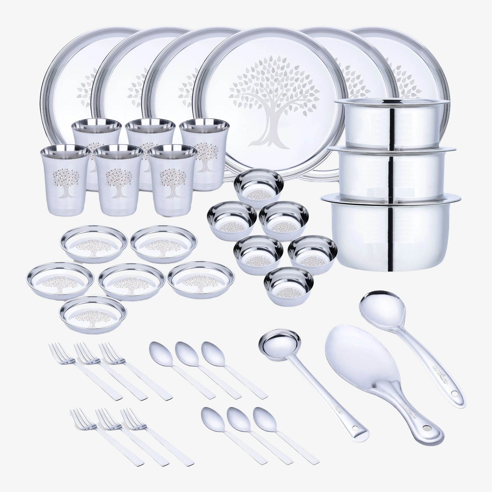 Pack of 45 Stainless Steel Laser Printed Serves 6 Dinner Set-image-49