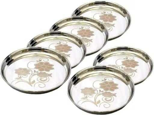 mahesh Pack of 6 Stainless Steel Stainless Steel Dinner Thali Set Dinner Set-picture-31