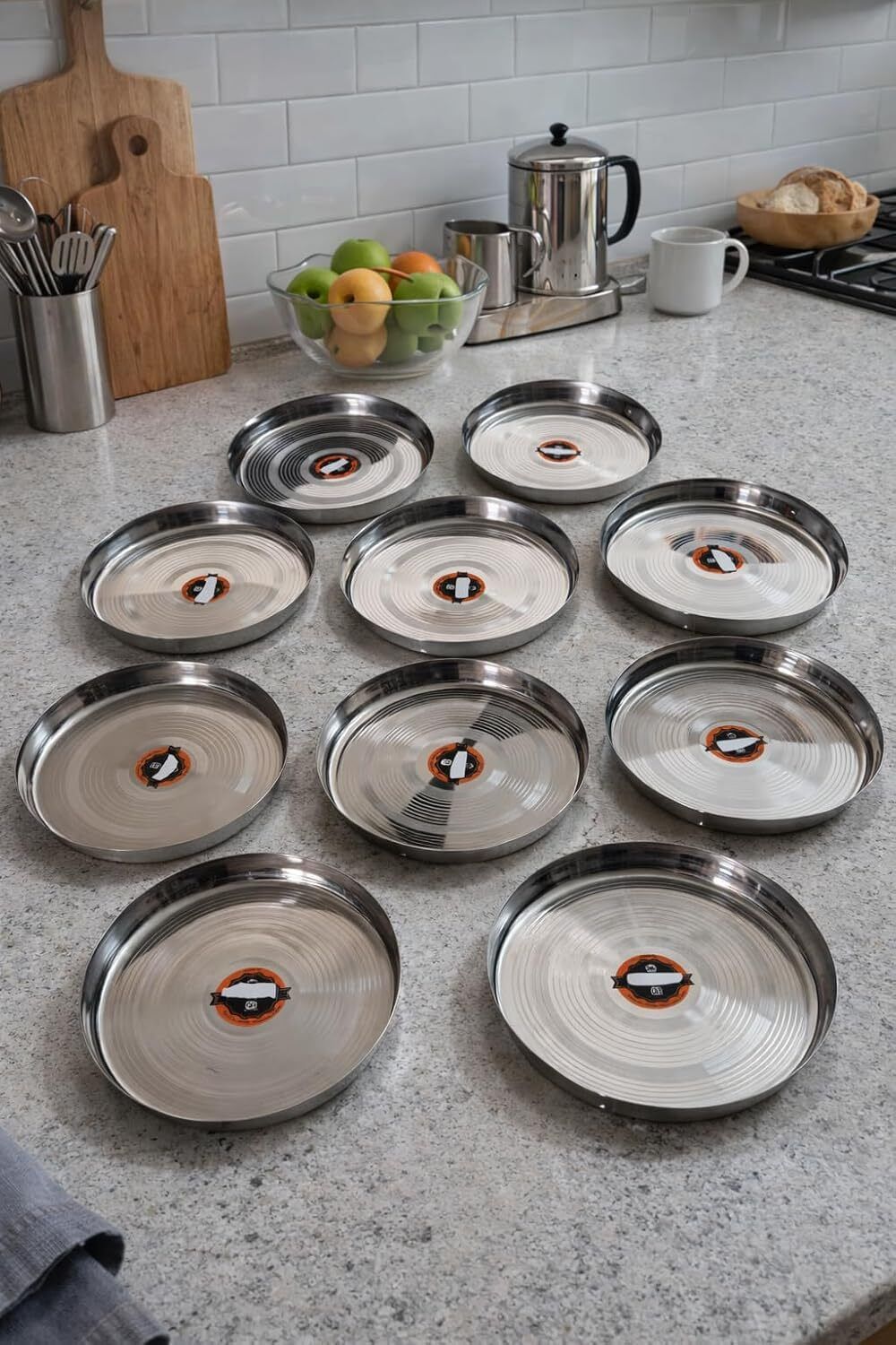 Pack of 10 Stainless Steel Duodeno Stainless Steel Dinner Plate Set Dinner Set-picture-23