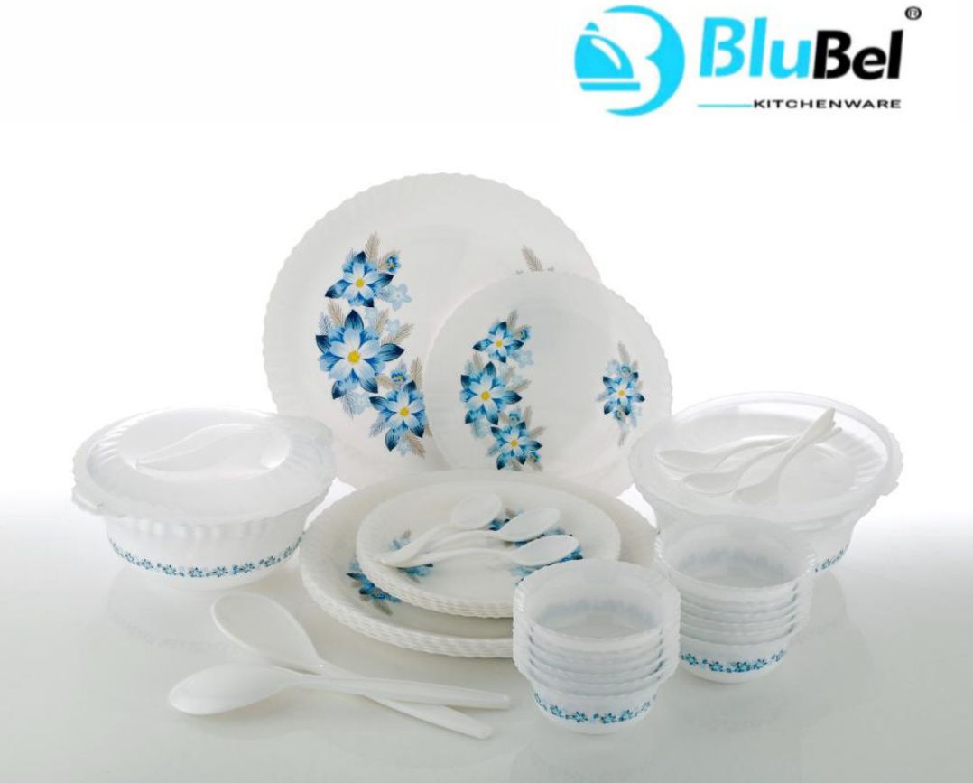 Pack of 36 Plastic Unbreakable Dinner Gift Set of Plastic 36 pcs Exclusive Printed (Print May Very) Dinner Set-image-22