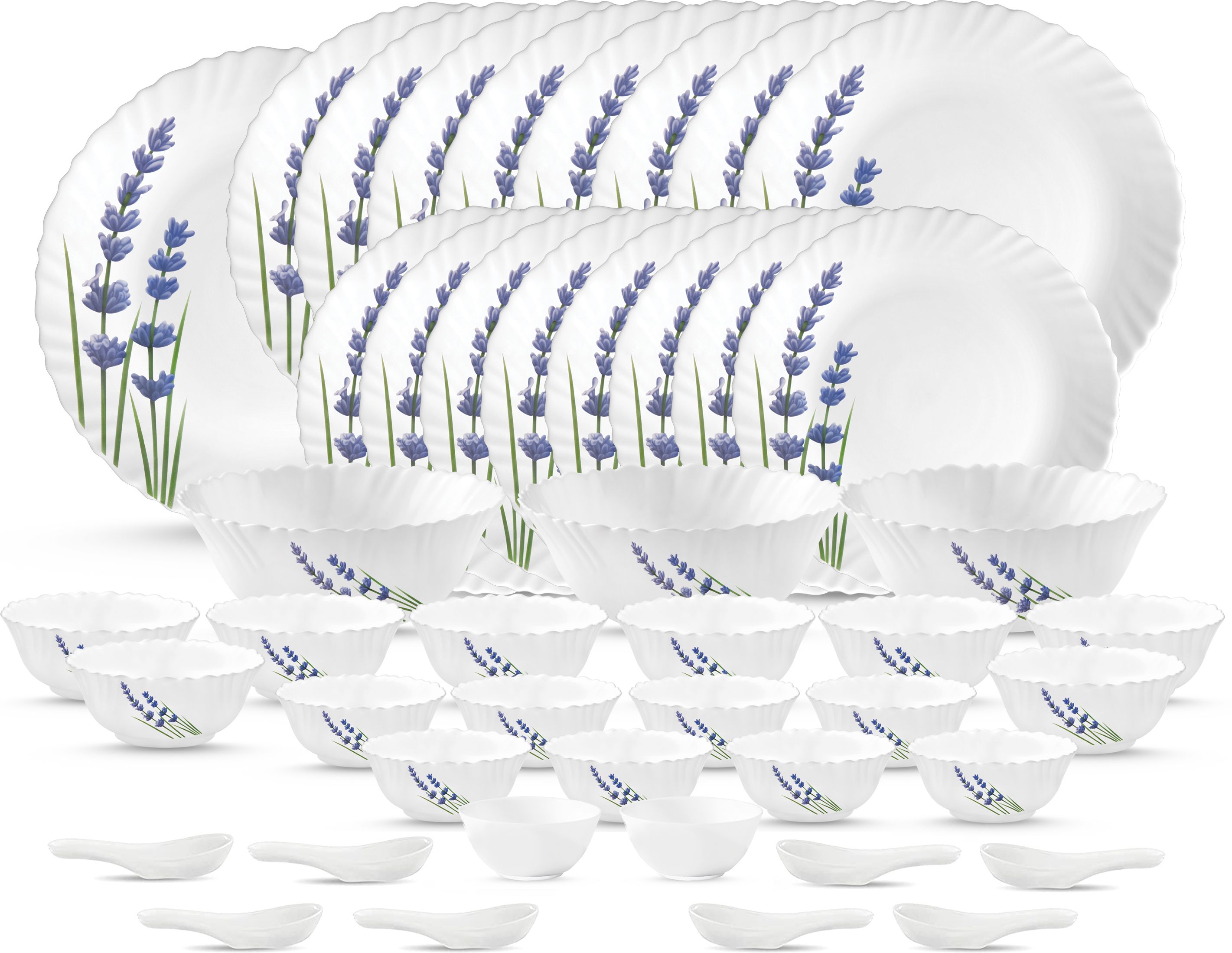 laopala Pack of 46 Opalware Novo English Lavender Dinner Set-picture-30
