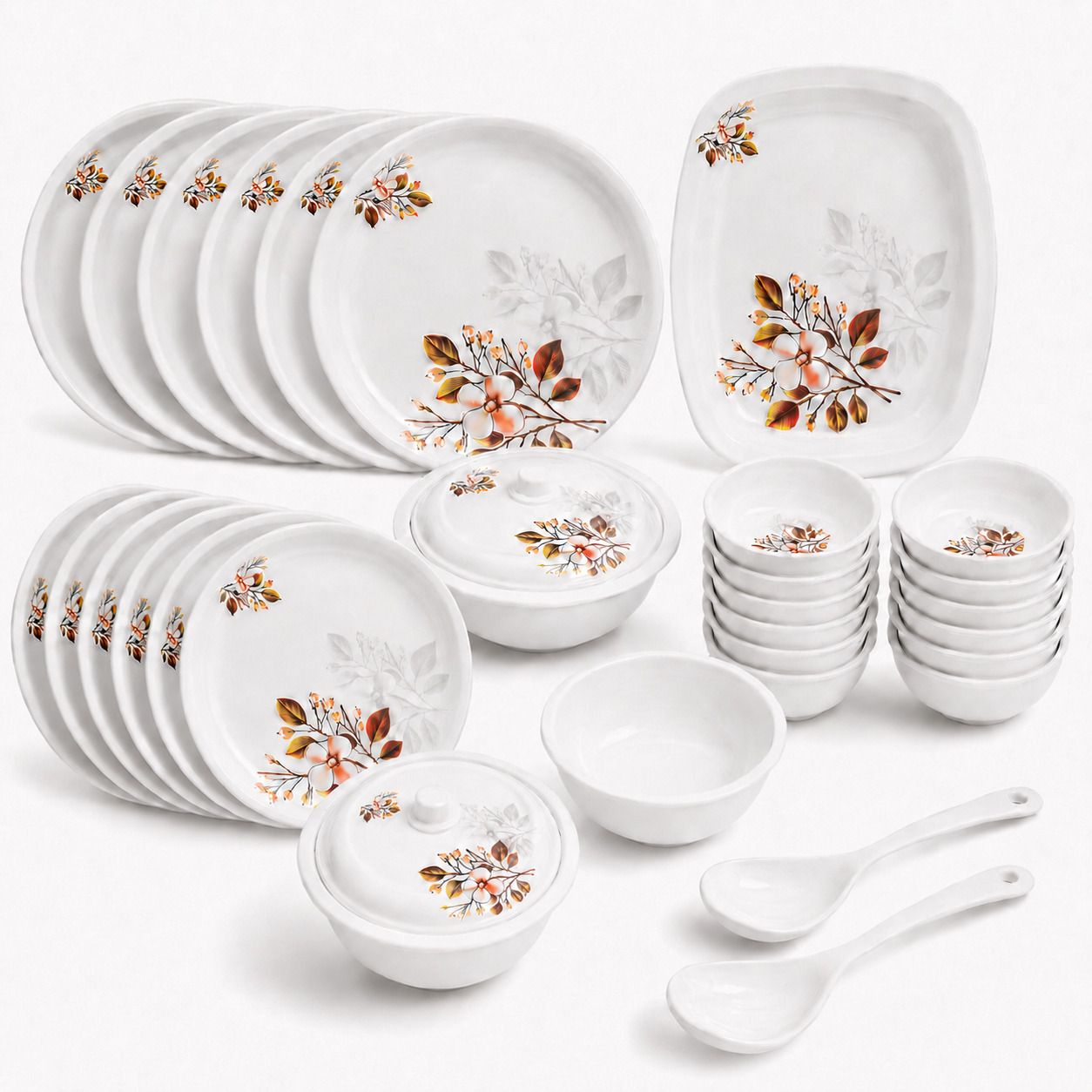 Pack of 32 Melamin Samrat Series |Dinnerware Set with Plates ,Bowls & Casseroles |Serves 6 Dinner Set-image-44