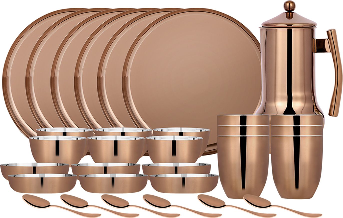 Pack of 31 Stainless Steel CROWN COLLECTION MAGNOLIA ROSE GOLD PVD DINNER SET (31 PCS) Dinner Set-image-49