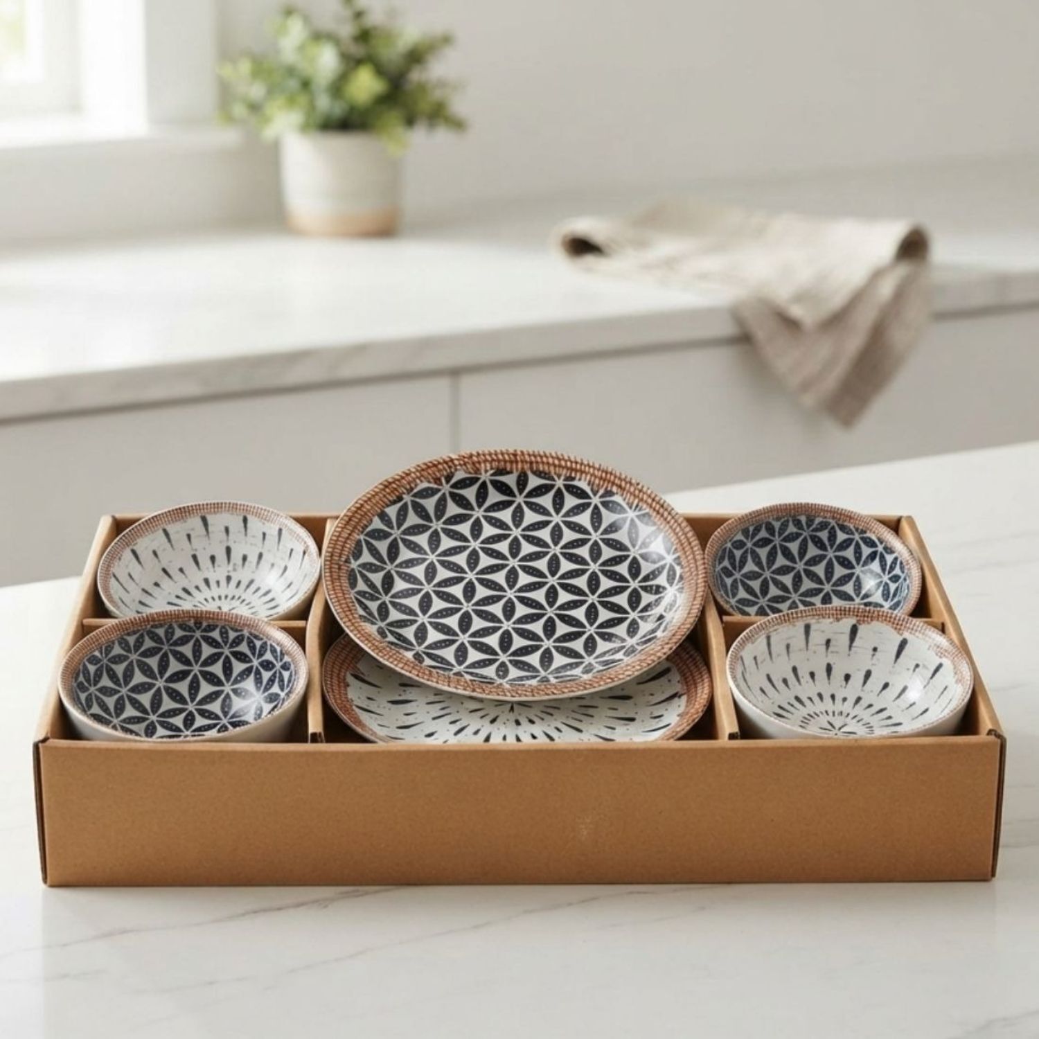 Ceramic Ceramic Dinnerware Set with Plates Bowls Chopsticks and Spoons Dinner Set-image-0