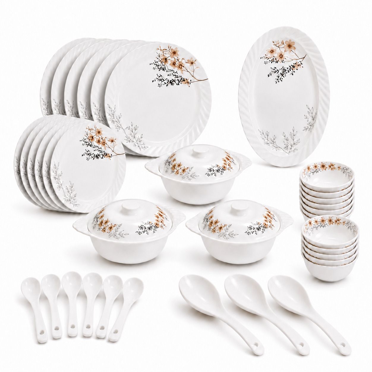 champion melamine crockery Pack of 40 Melamin Royal Bloom 40 Pcs Dinner Set | Premium Melamine Dinnerware t Dinner Set-picture-31