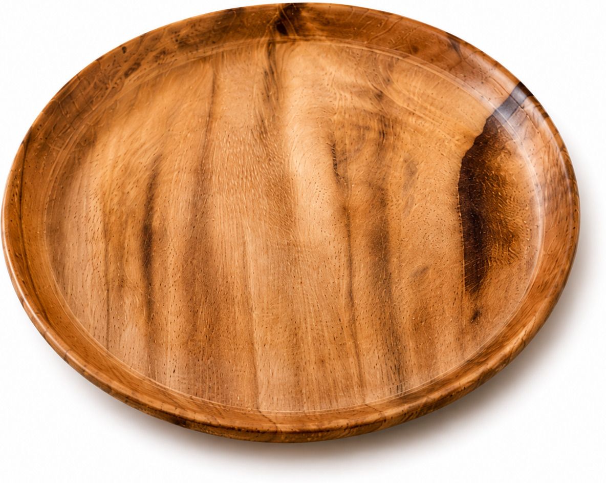 Wood Wooden Serving Plate 10 In for Snacks, Fruits, Bread, Roti, Chapati, Dry Fruits Dinner Set-image-48