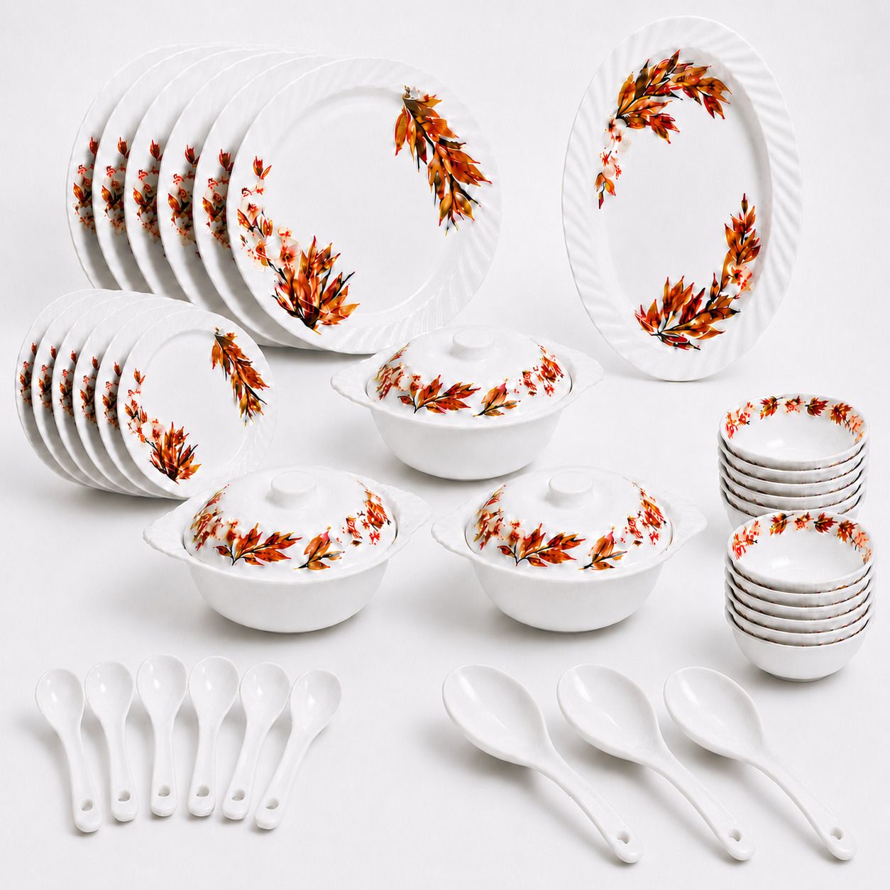 champion melamine crockery Pack of 40 Melamin Royal Leaves 40 Pcs Dinner Set | Premium Melamine Dinnerware t Dinner Set-picture-24