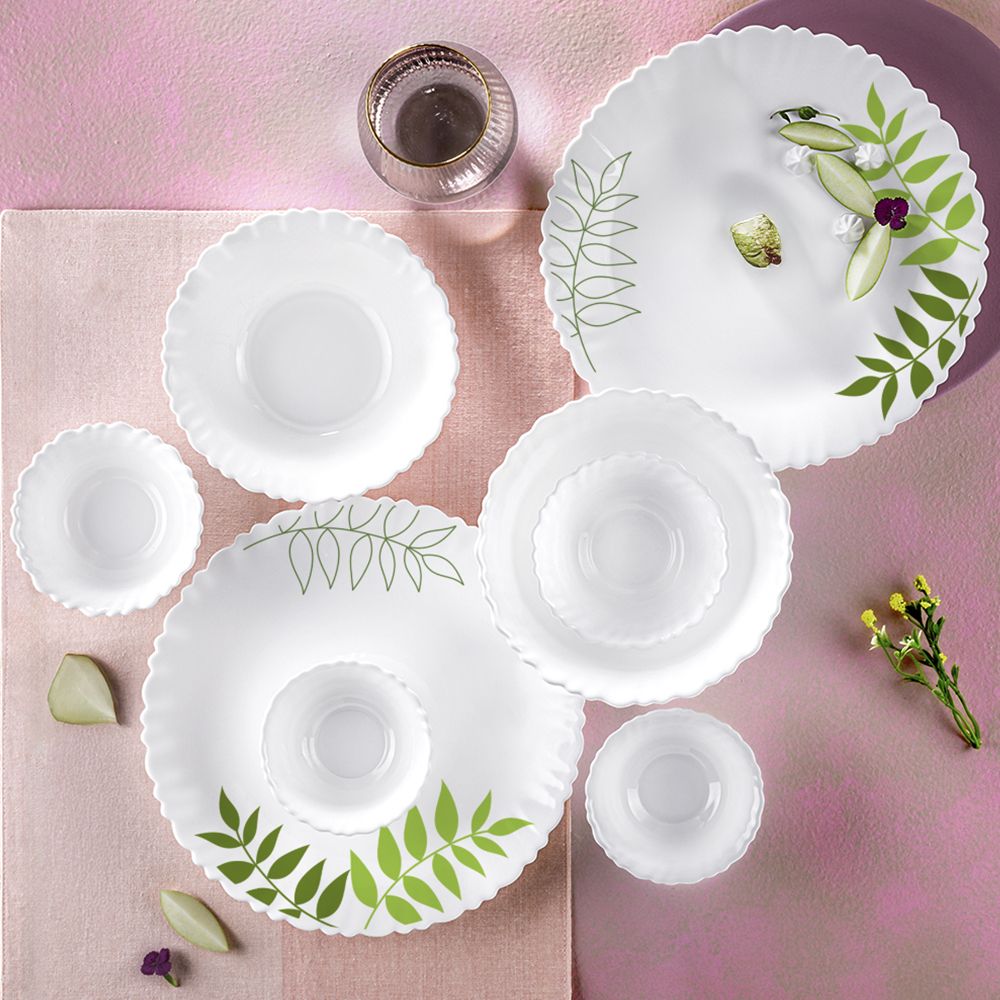Pack of 17 Opalware Galaxy Series Lush Dinnerset for Family of 4, Crockery Set for Dining & Gifting Dinner Set-image-23
