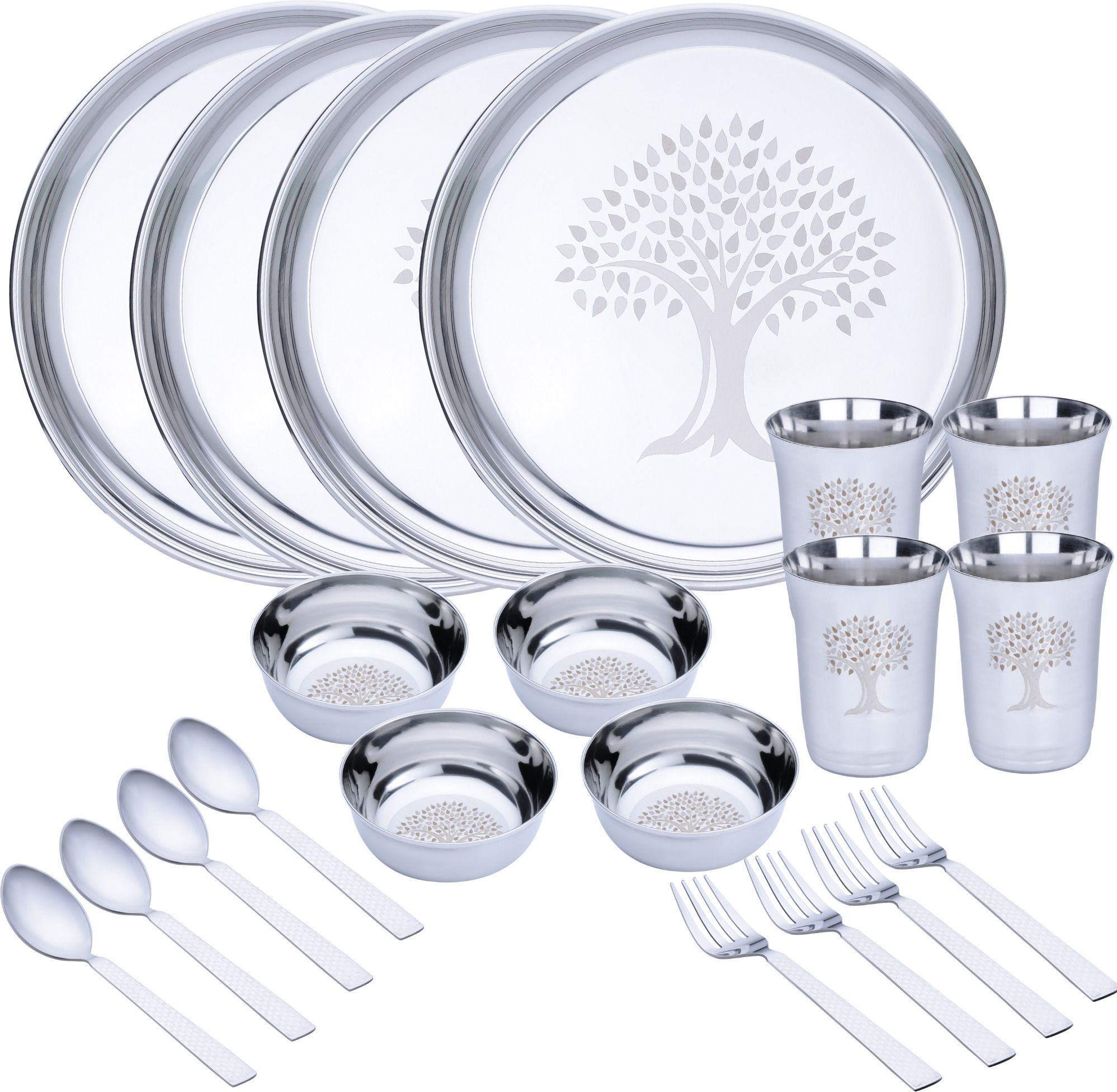 Pack of 20 Stainless Steel Laser Printed (Serves 4) Dinner Set-image-46