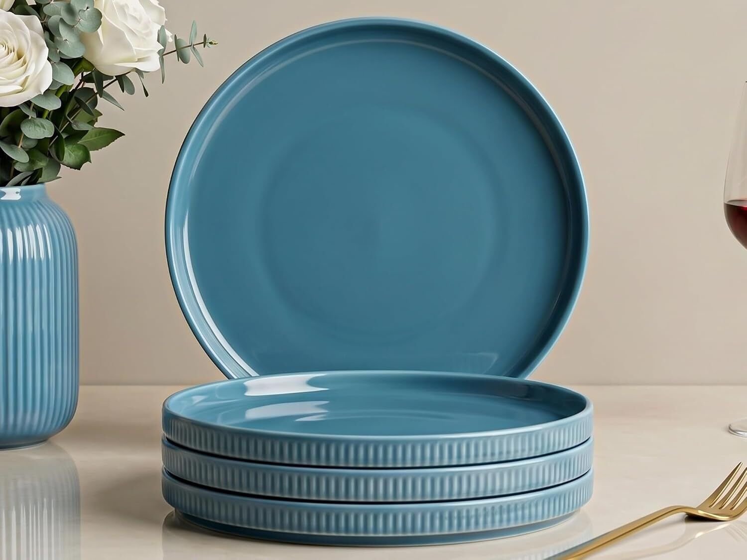 bodhi house Pack of 4 Porcelain Grey Dinner Set-picture-30