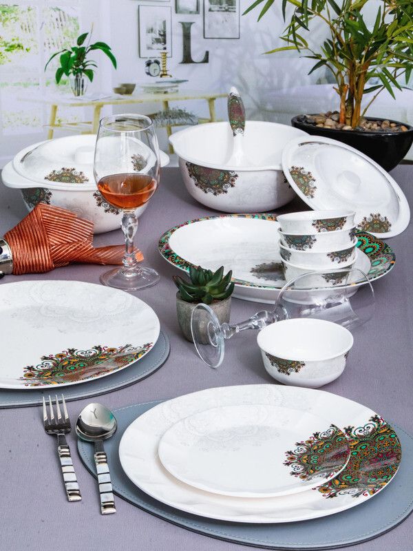servewell Pack of 31 Melamin Dinner Set Dora - Ethnicity Dinner Set-picture-31