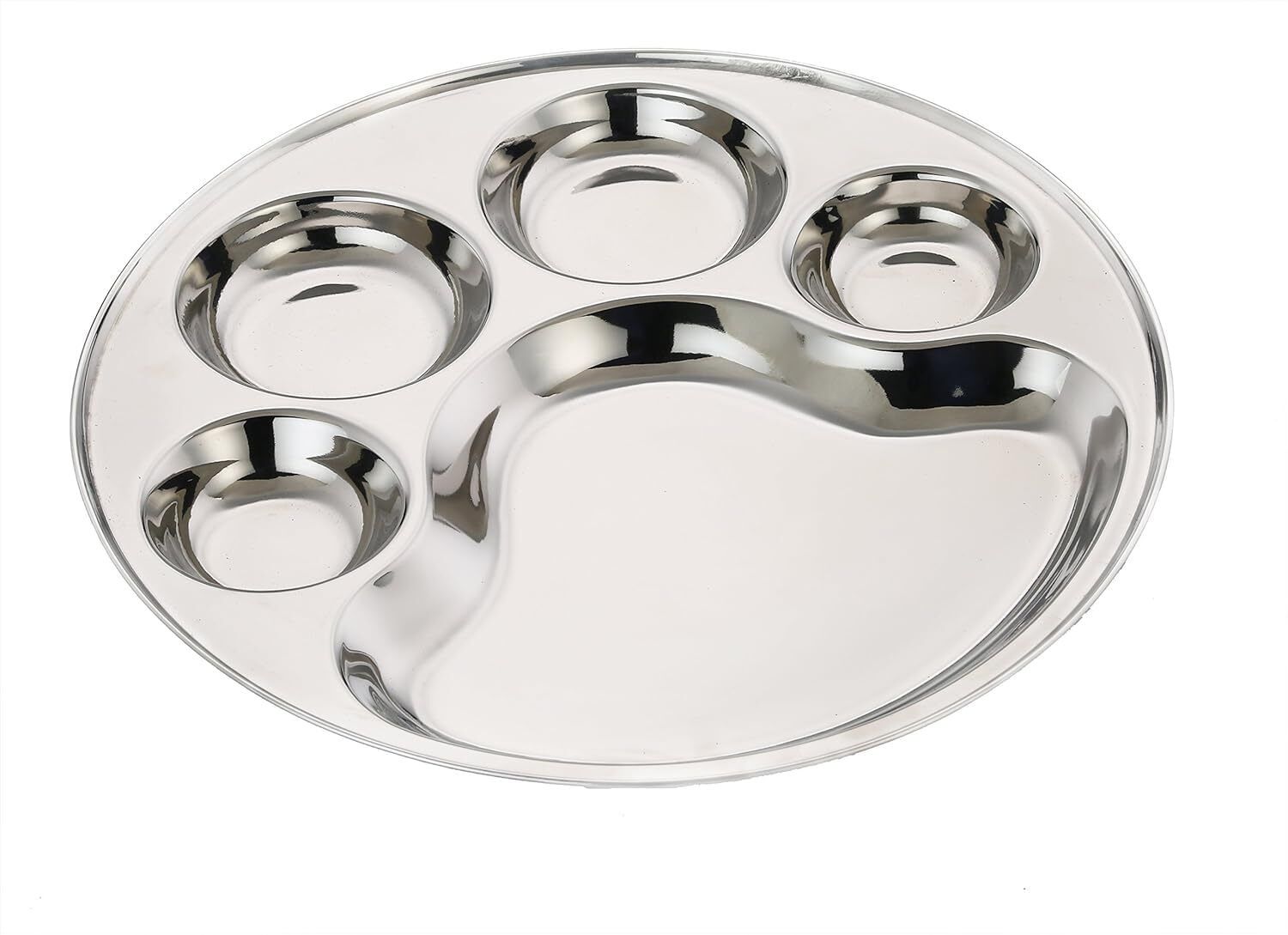 Make in India 5 Compartment Stainless Steel Round Dinner Plate-image-30