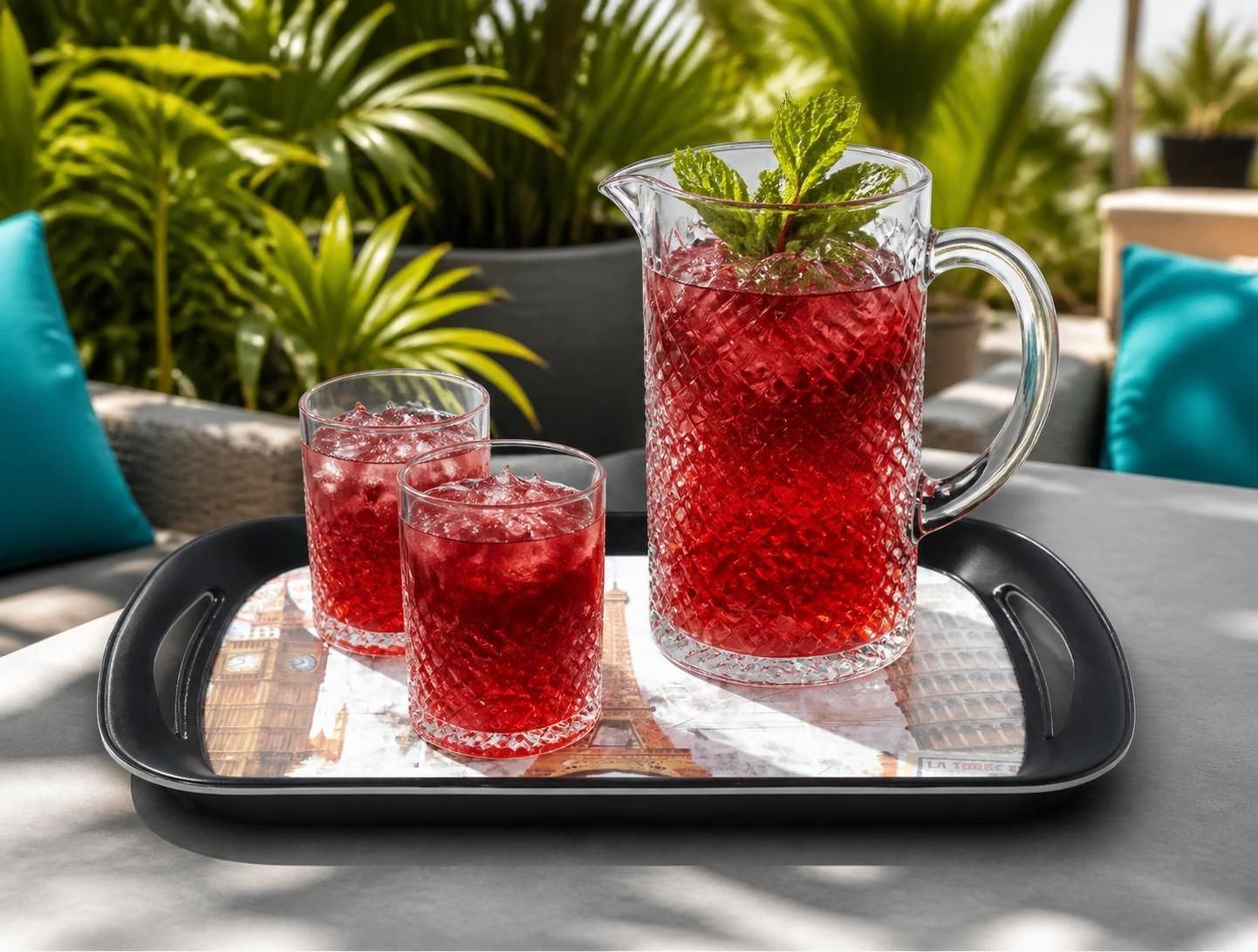 craft creations Pack of 3 Melamin Ruby Saffire Tray Set (3pcs) B2 Dinner Set-picture-2