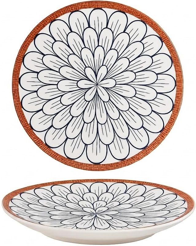 Pack of 2 Ceramic Handcrafted Floral Petals Serving Plate Glossy Finish Dishwasher Safe Plate Dinner Set-image-0