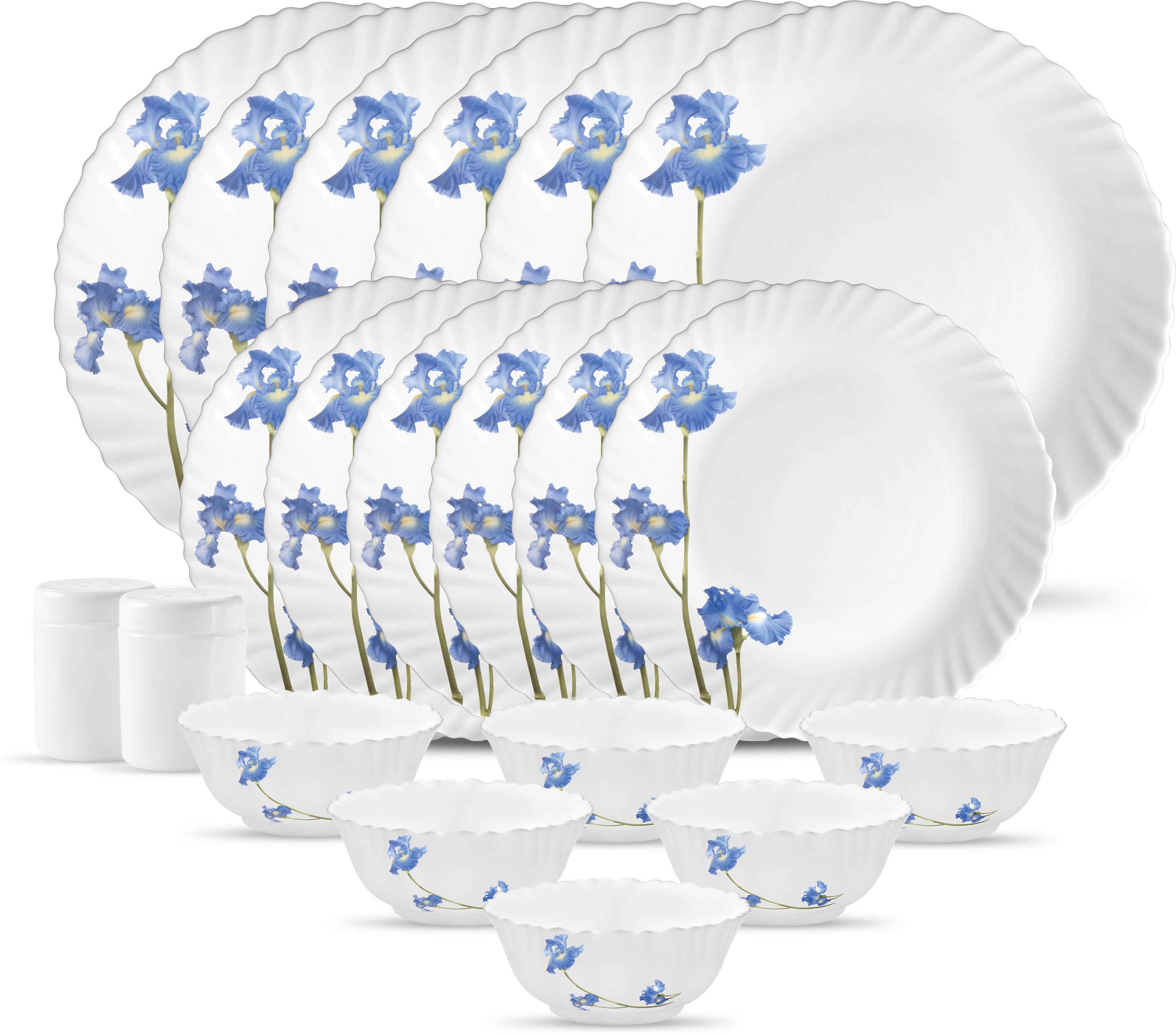 Pack of 20 Opalware Novo Collection Blue Orchids Dinner Set-image-42