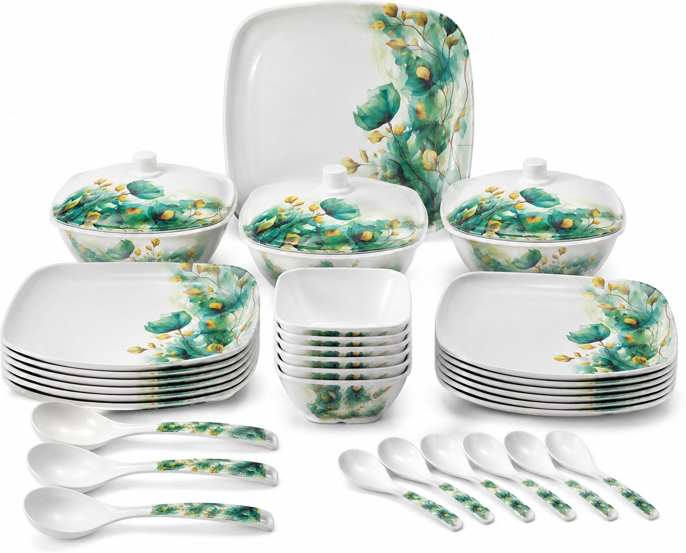 arova Pack of 40 Melamin Dinner Set Floral Print Premium Kitchenware Dinner Set-picture-25