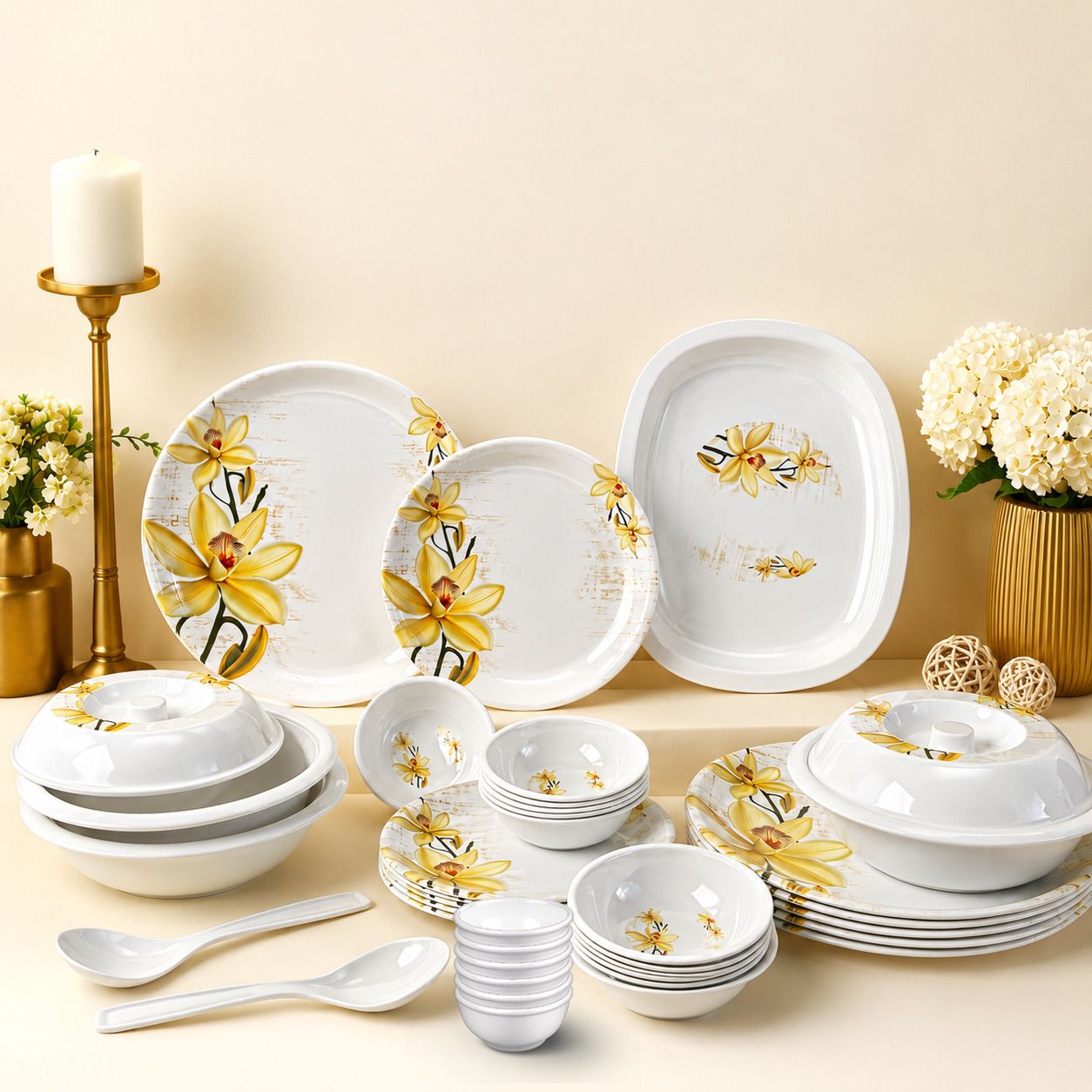 Pack of 38 Melamin 100% FOOD GRADE, Dishwasher safe/Stain proof Dinner Set-image-45