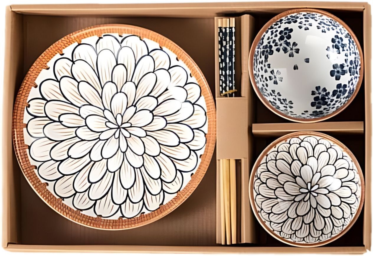 p-plus international Japanese Bowl Set Ceramic Soup Bowls for Cereal, Ramen, Salad, Microwave Safe Bowl Serving Set-picture-45