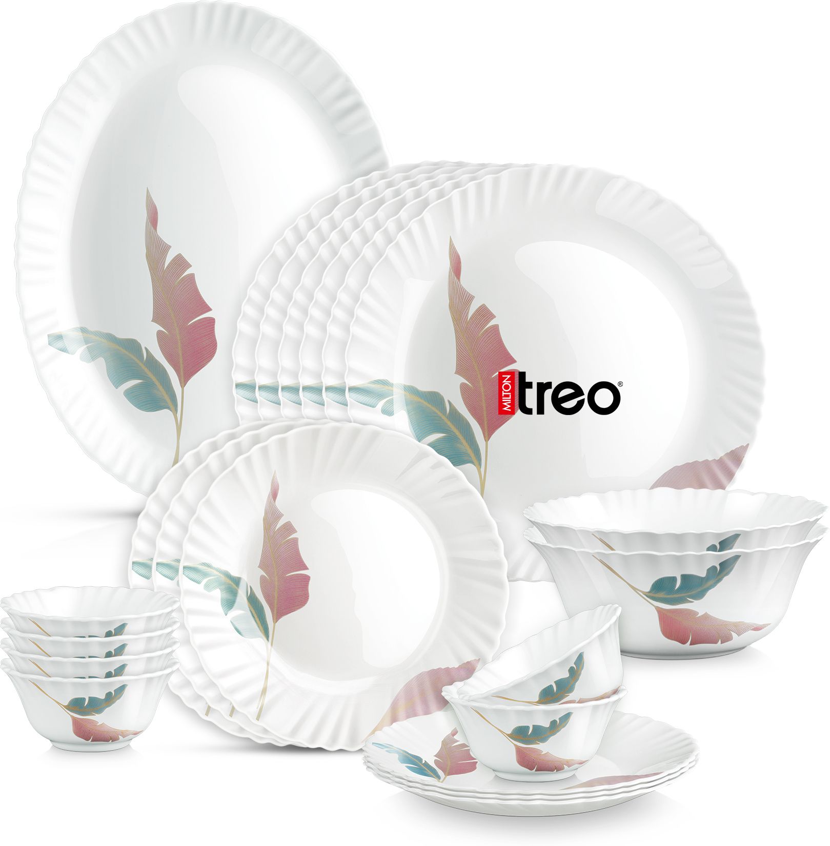 Pack of 21 Opalware Neuma Palma Dinner Set | Serving for 6 | Dishwasher Safe, for Dining & Gifting Dinner Set-image-49