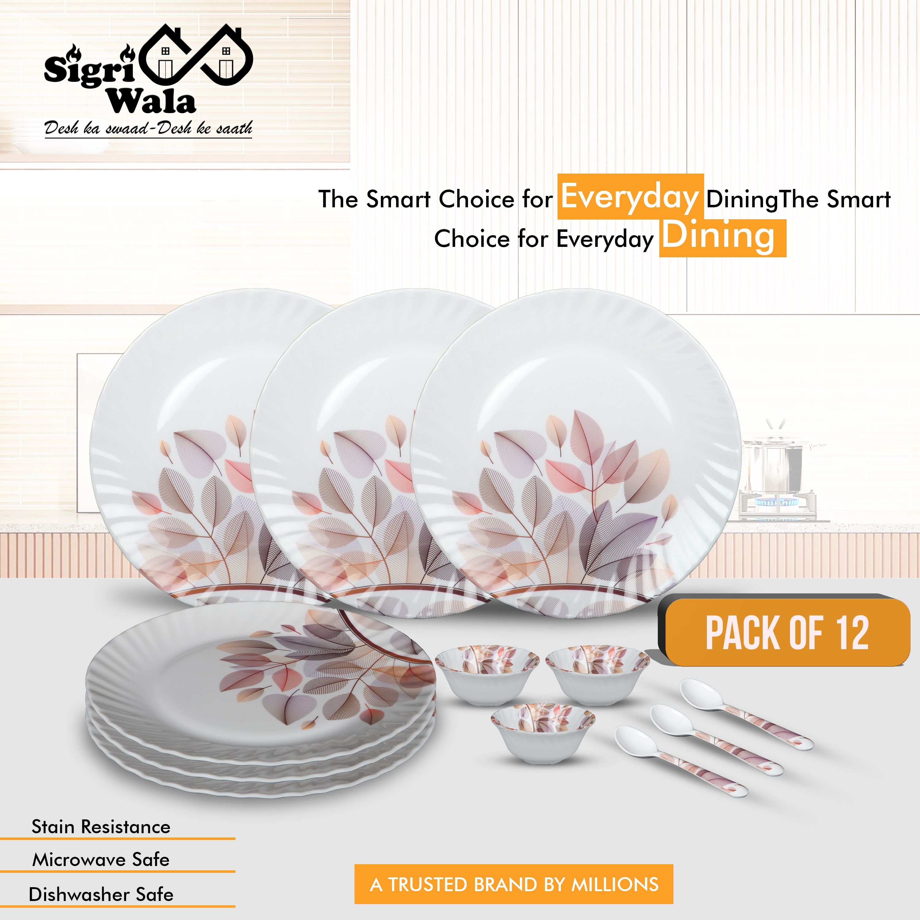 Pack of 12 Melamin Dinner Set-image-41
