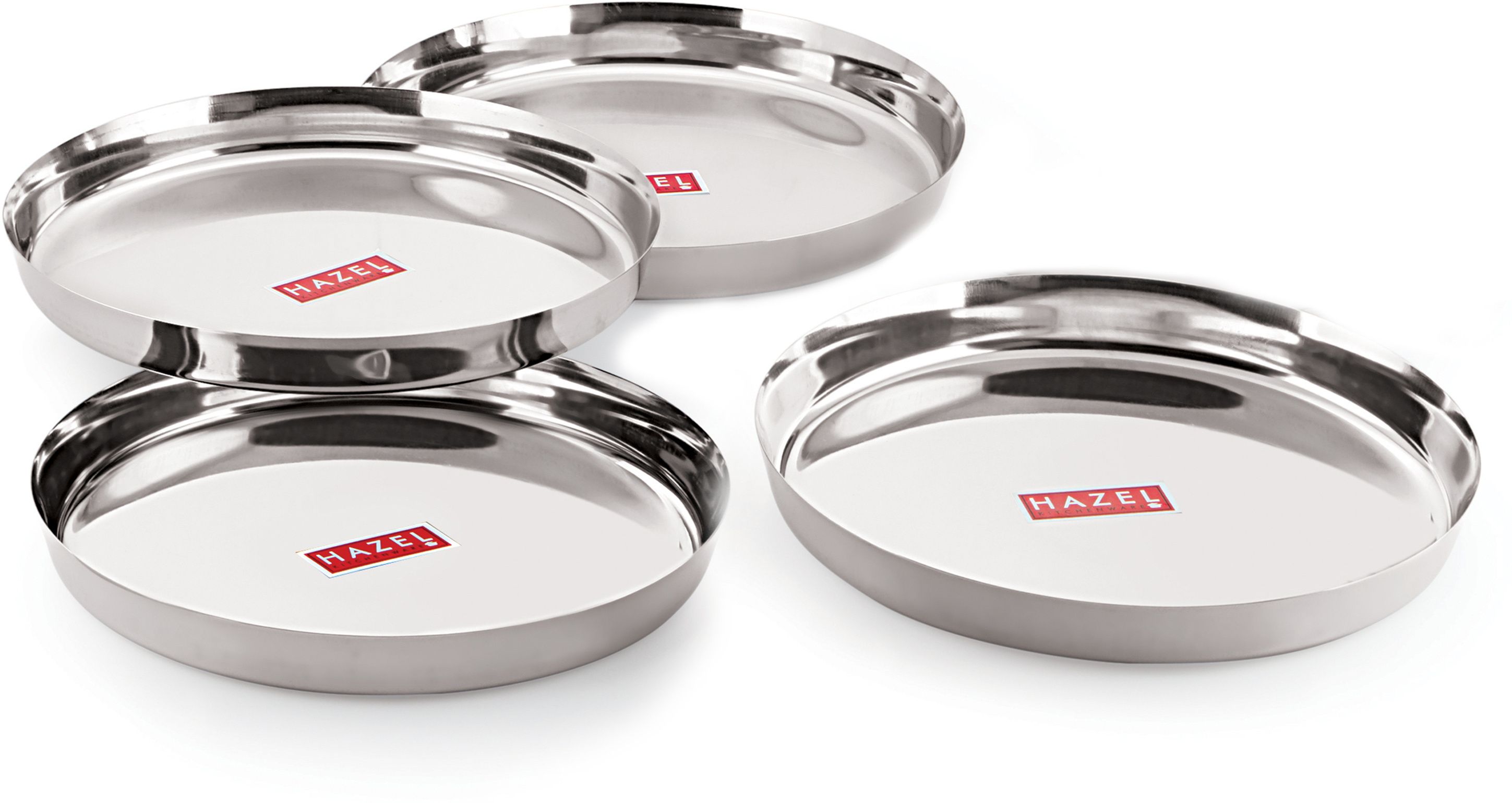 hazel Stainless Steel Plates Set Premium Mirror Finish Thali Heavy Gauge Plate,Set-4 Dinner Plate-picture-17