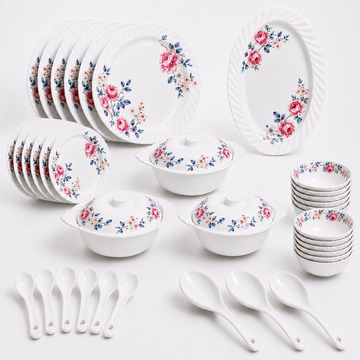champion melamine crockery Pack of 40 Melamin Royal blossom 40 Pcs Dinner Set | Premium Melamine Dinnerware t Dinner Set-picture-32