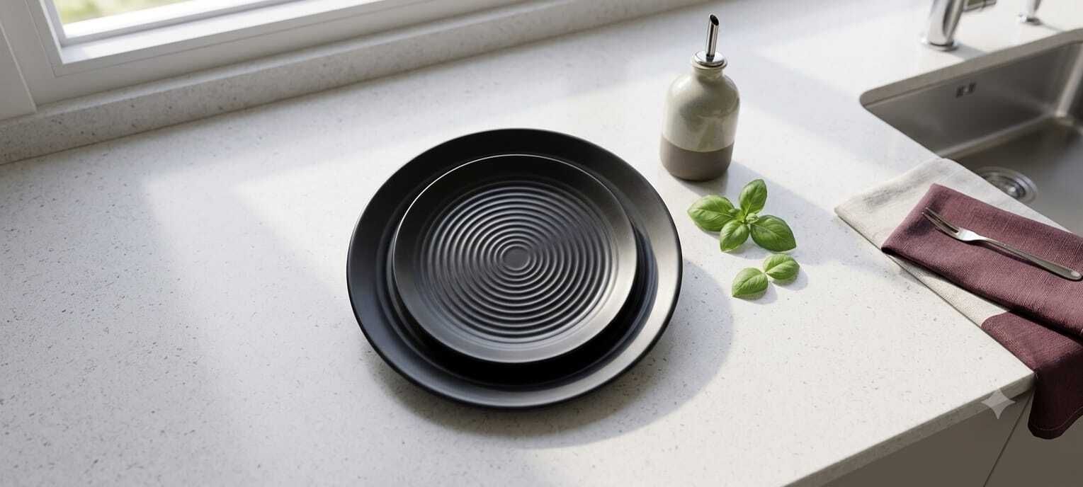Pack of 12 Melamin SDR ENTERPRISES full and half black harmony combo plate pack of 12 Dinner Set-image-48