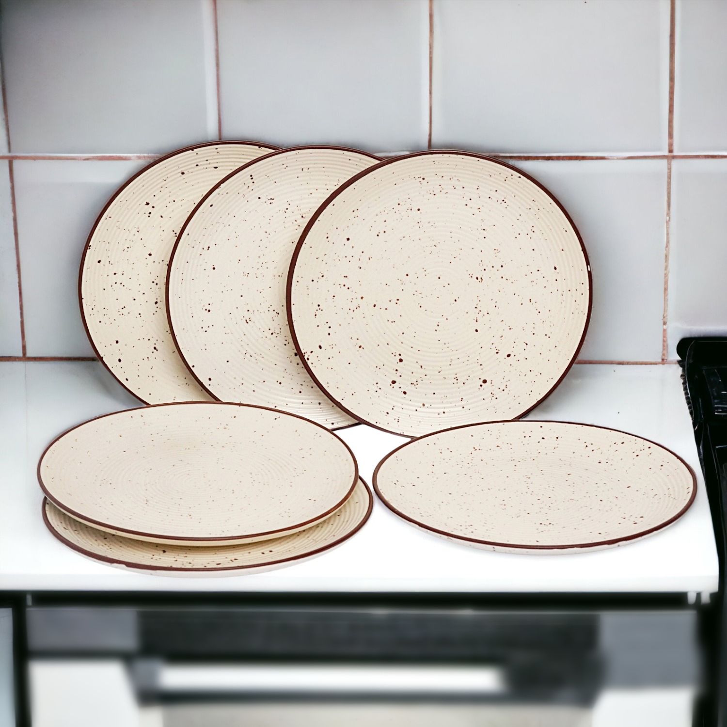 Pack of 6 Ceramic Handcrafted Ceramic Stoneware Cream White Plate Scratch Resistant | Set of 6 Dinner Set-image-43