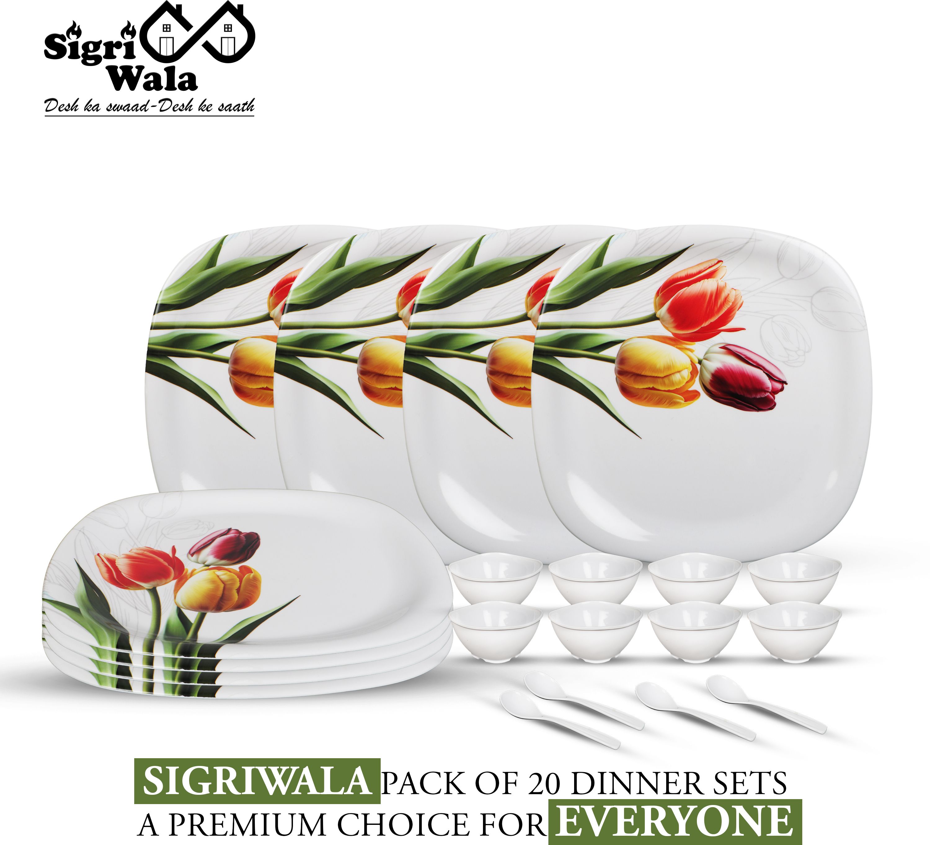Pack of 20 Melamin Dinner Set