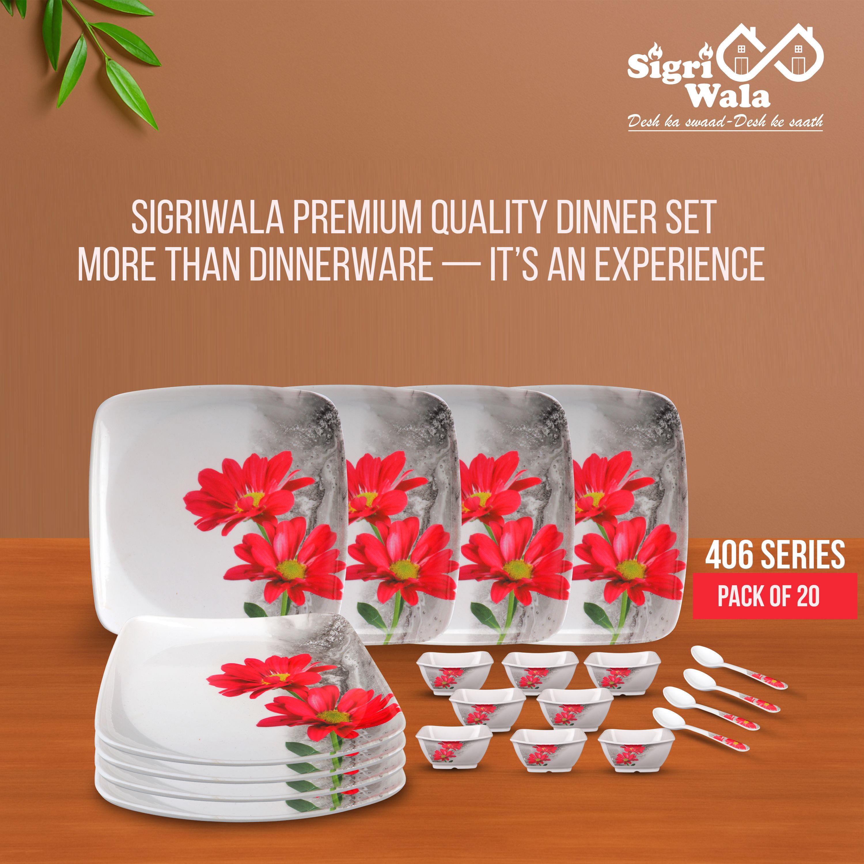 sigri-wala Pack of 20 Melamin Dinner Set-picture-35
