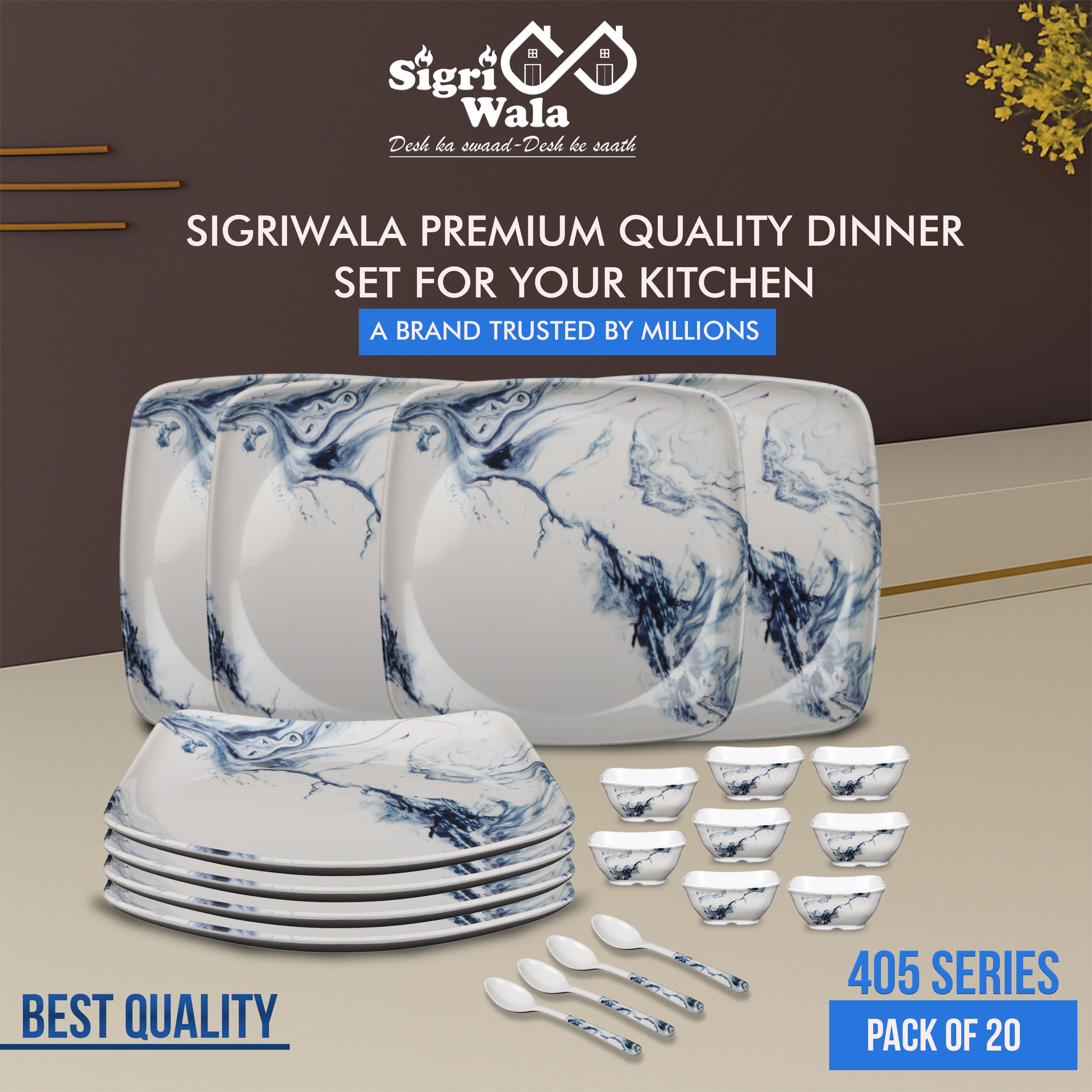 Pack of 20 Melamin Dinner Set