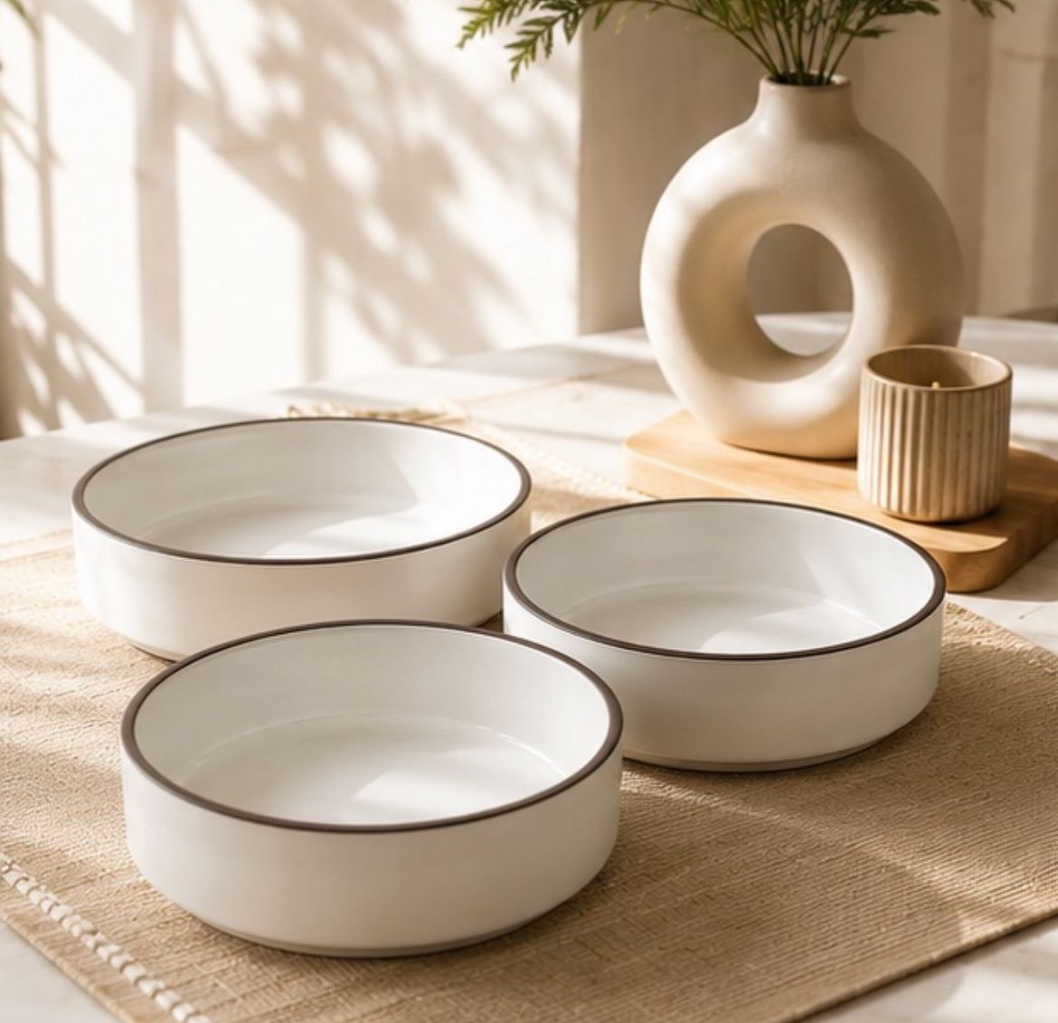 Pack of 3 Ceramic Glina Aura Signature White Dinner Set-image-19