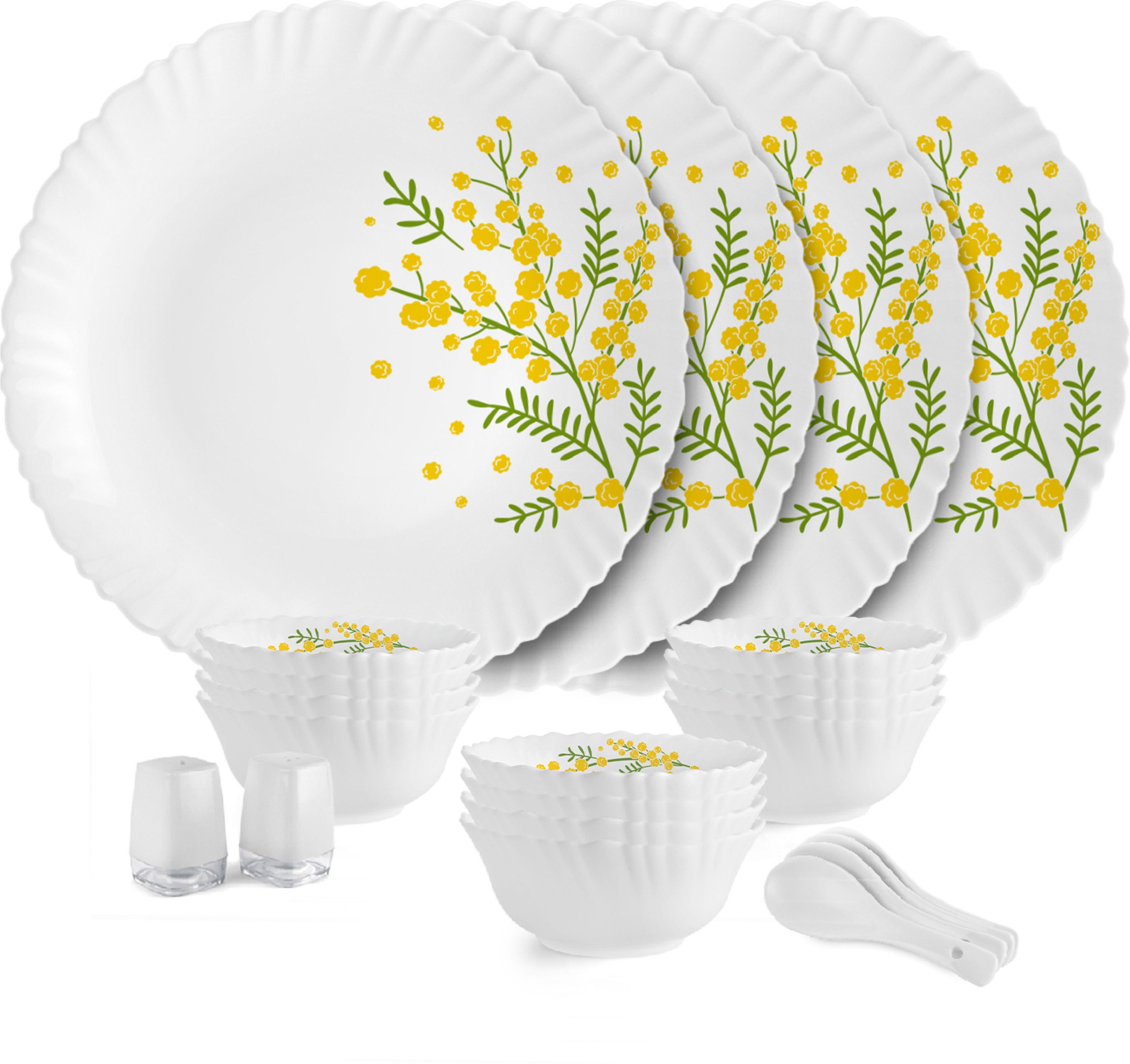 cello Pack of 22 Opalware Dazzle Series Girasol Crockery Set | Dishwasher Safe | Light-Weight Dinner Set-picture-12