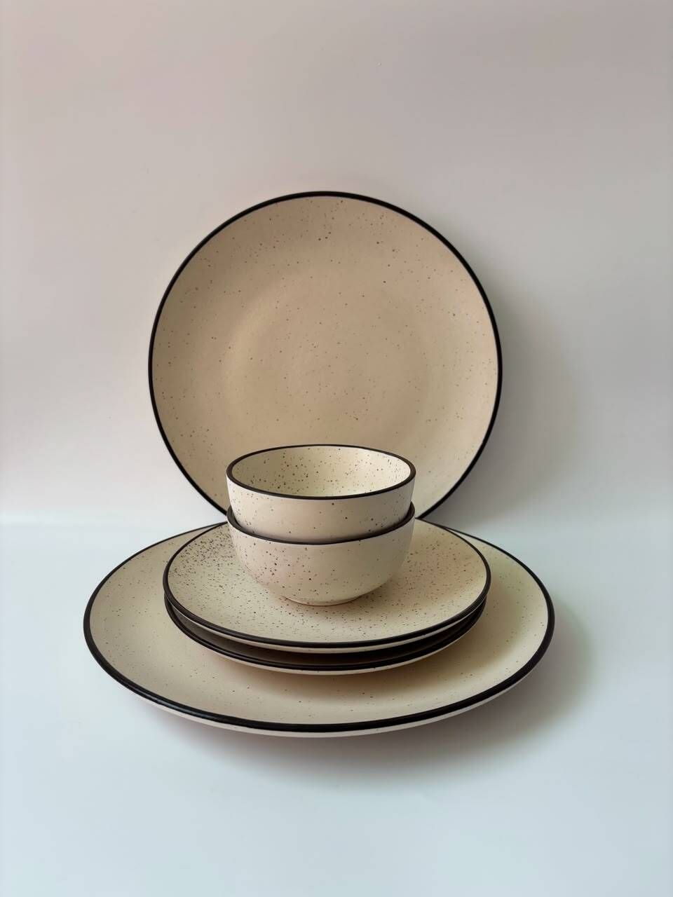hunar ceramic Pack of 6 Stoneware Sand Speckle Dinner Set (Set of 6) Dinner Set-picture-10