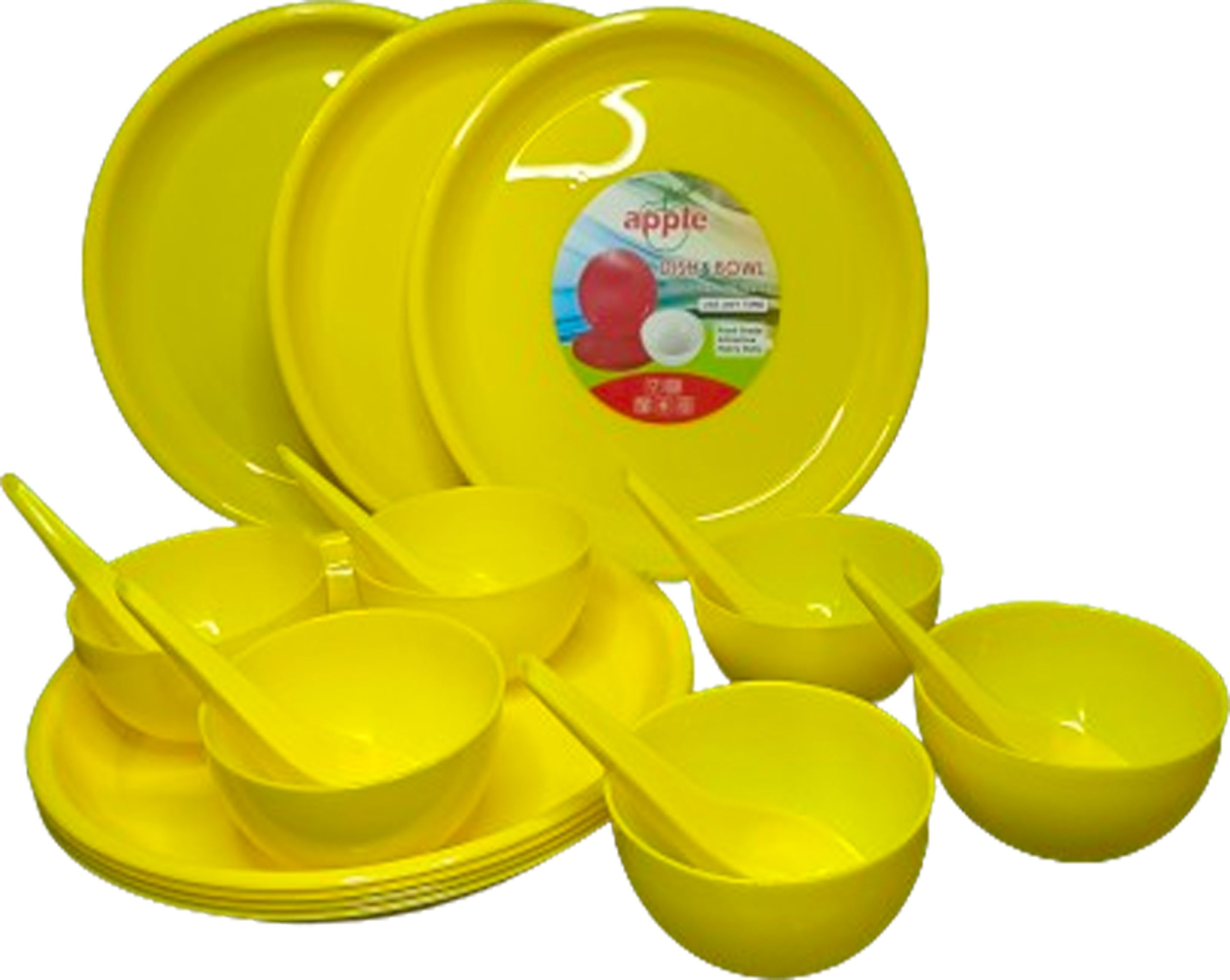 Pack of 18 Plastic Daily Use Unbreakable Round Dinner Set Dinner Plates Set of 6 & 6 Bowl,6 Spoon Dinner Set-image-16