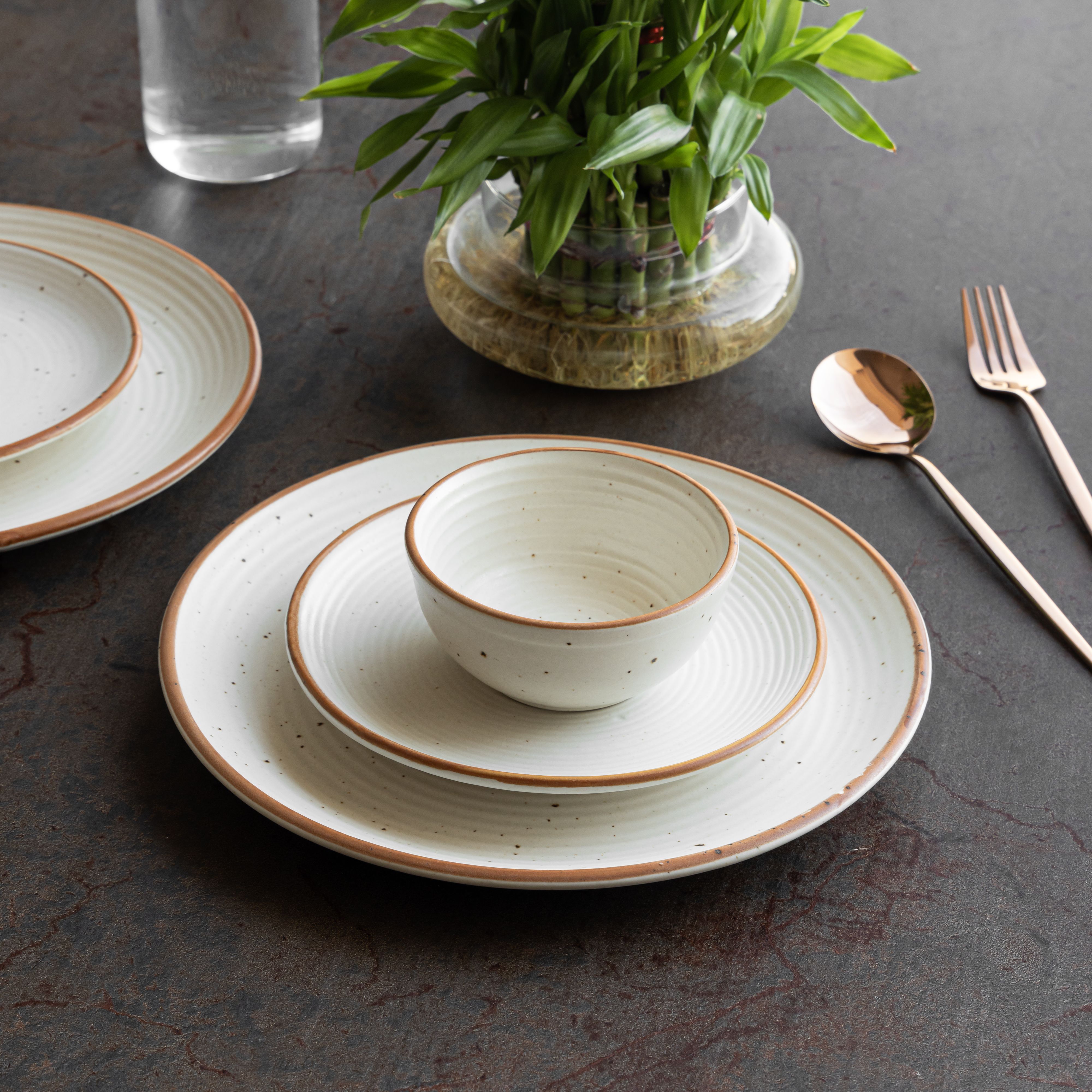 Pack of 3 Ceramic Rustic Speckled Dinnerware Set 26cm-Dinner Plate,18cm Side Plate,Bowl Dinner Set-image-13