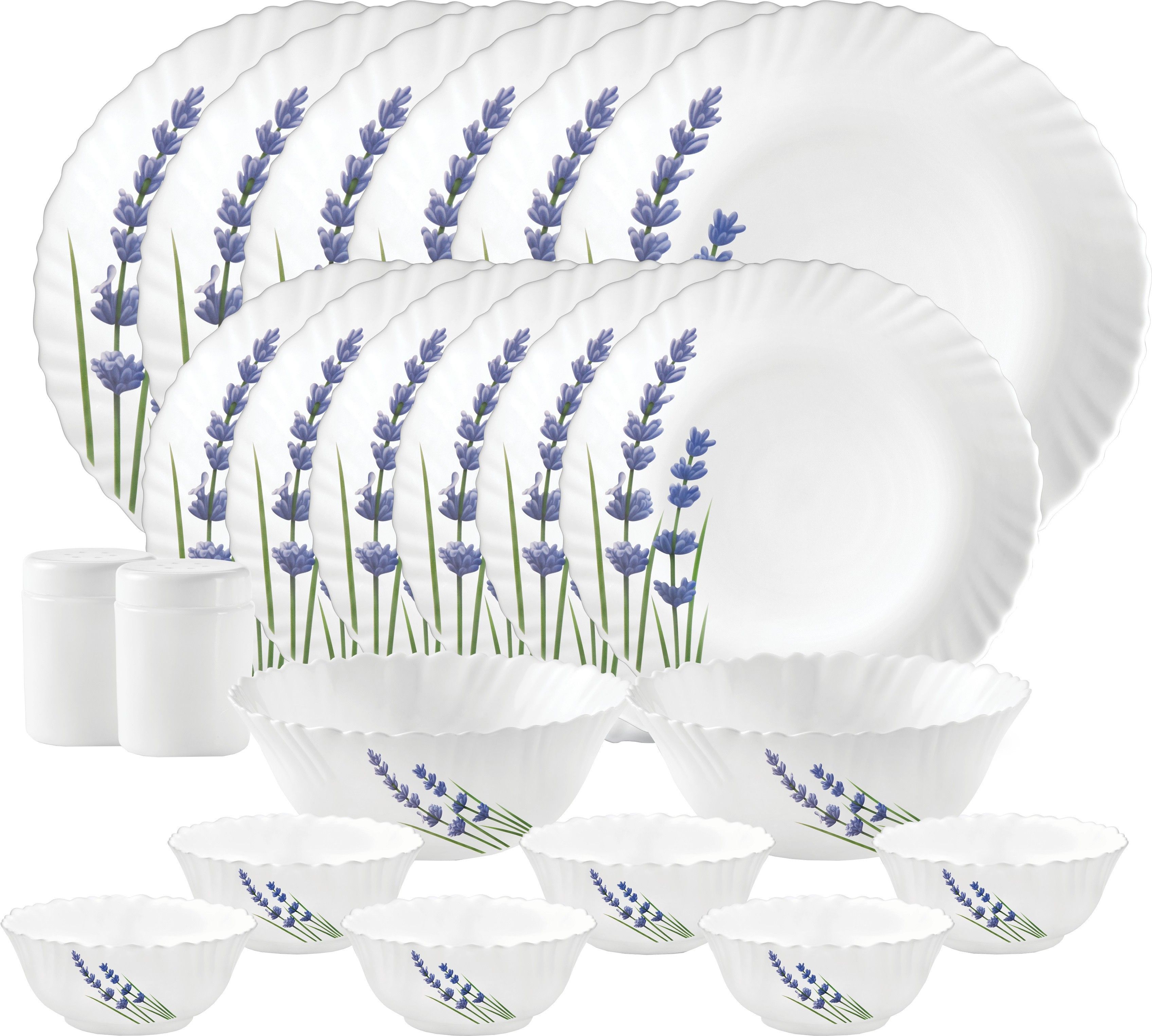 Pack of 22 Opalware English Lavender Dinner Set-image-36