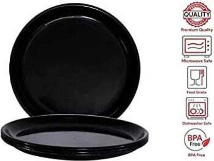 Round Glossy Plain Black Designed (27'cm) Dinner Lunch Plates (Pack of 1) Dinner Plate-image-3