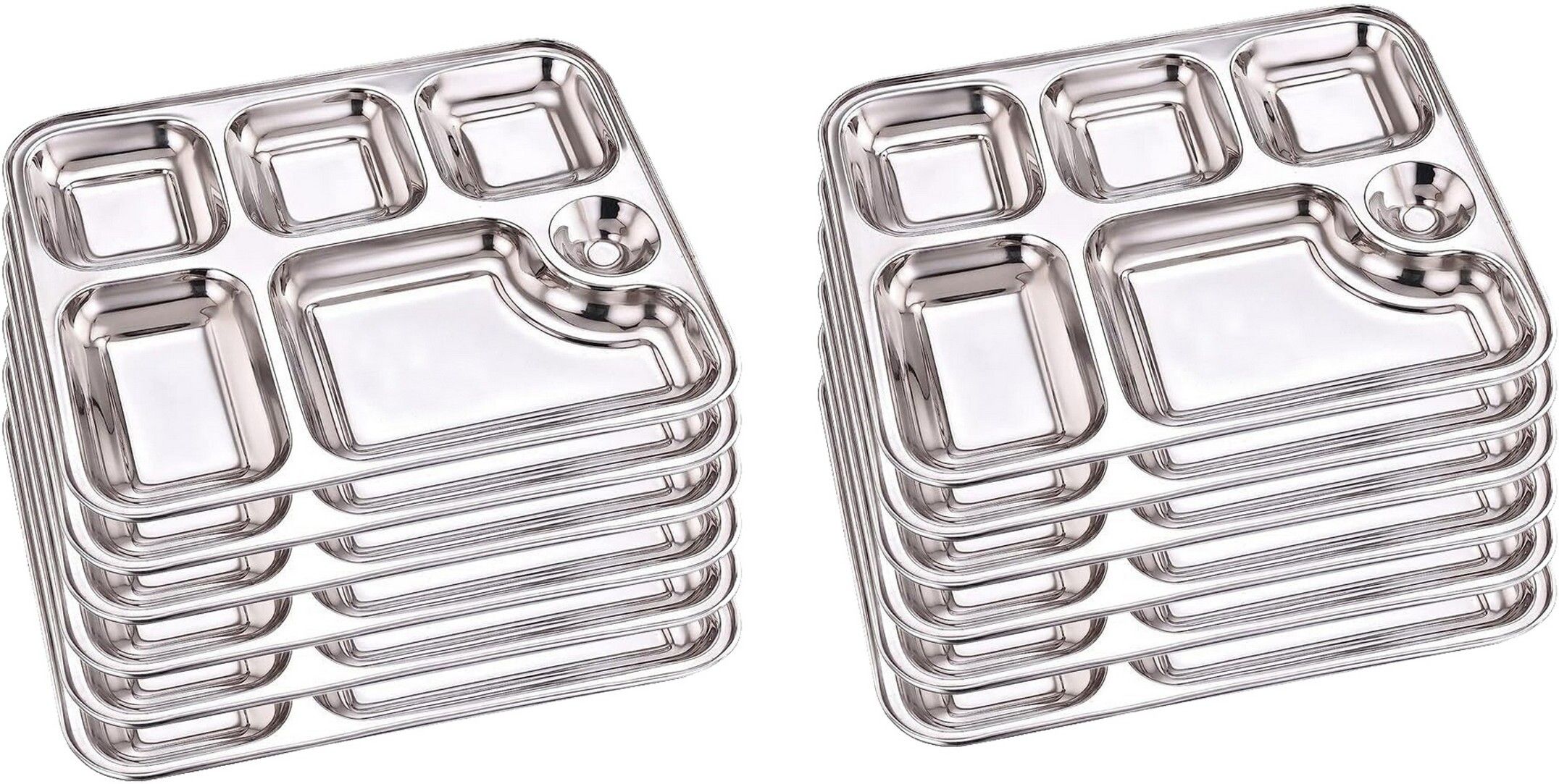 Stainless Steel Plates with Compartments/Bhojan Thali/Partition Plates Set K6 Sectioned Plate-image-18