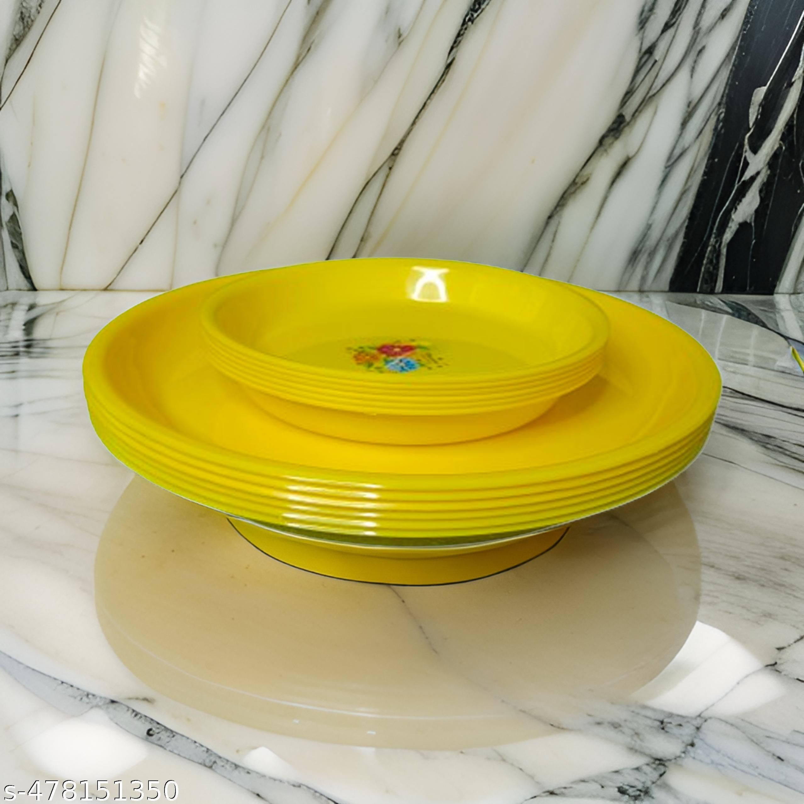 Pack of 12 Plastic 6 Snack/ 6 Dinner Plates for Serving Dinner/Office/Party/Home/Dining Table Dinner Set-image-14