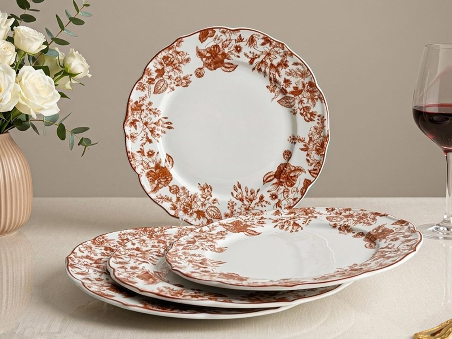 Pack of 4 Porcelain Brown Leaf Dinner Set-image-23